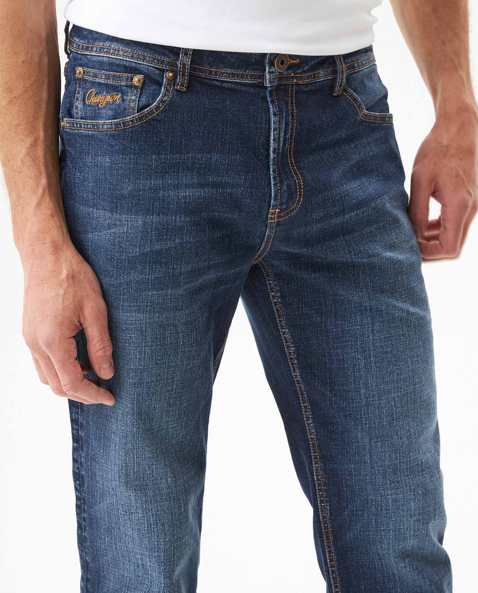 Men's Morrison Straight Fit Dark Wash Jeans in Cotton Stretch Blend, Lighthouse - 4