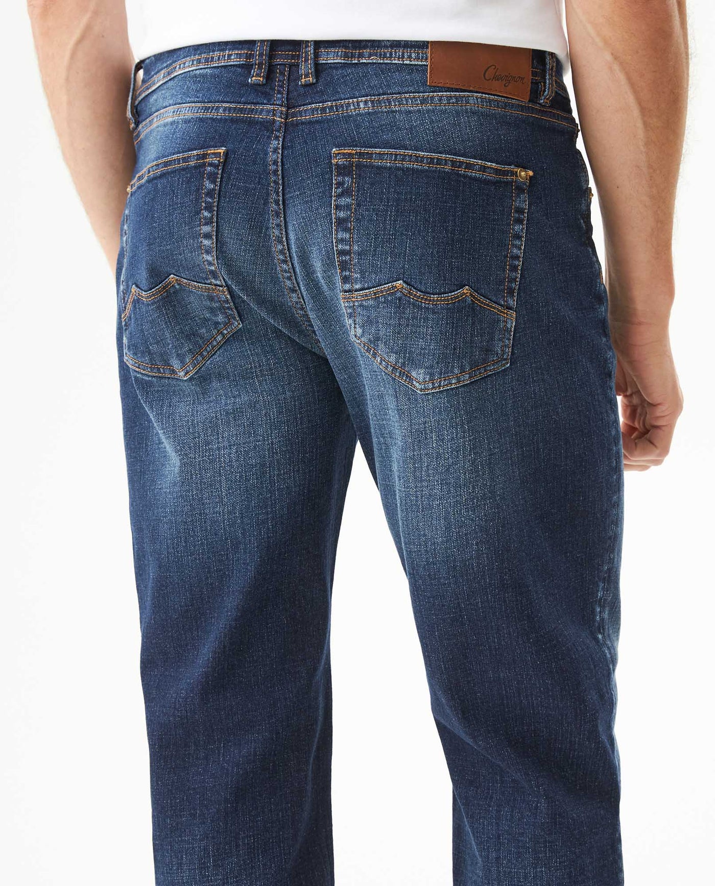 Men's Morrison Straight Fit Dark Wash Jeans in Cotton Stretch Blend, Lighthouse - 5