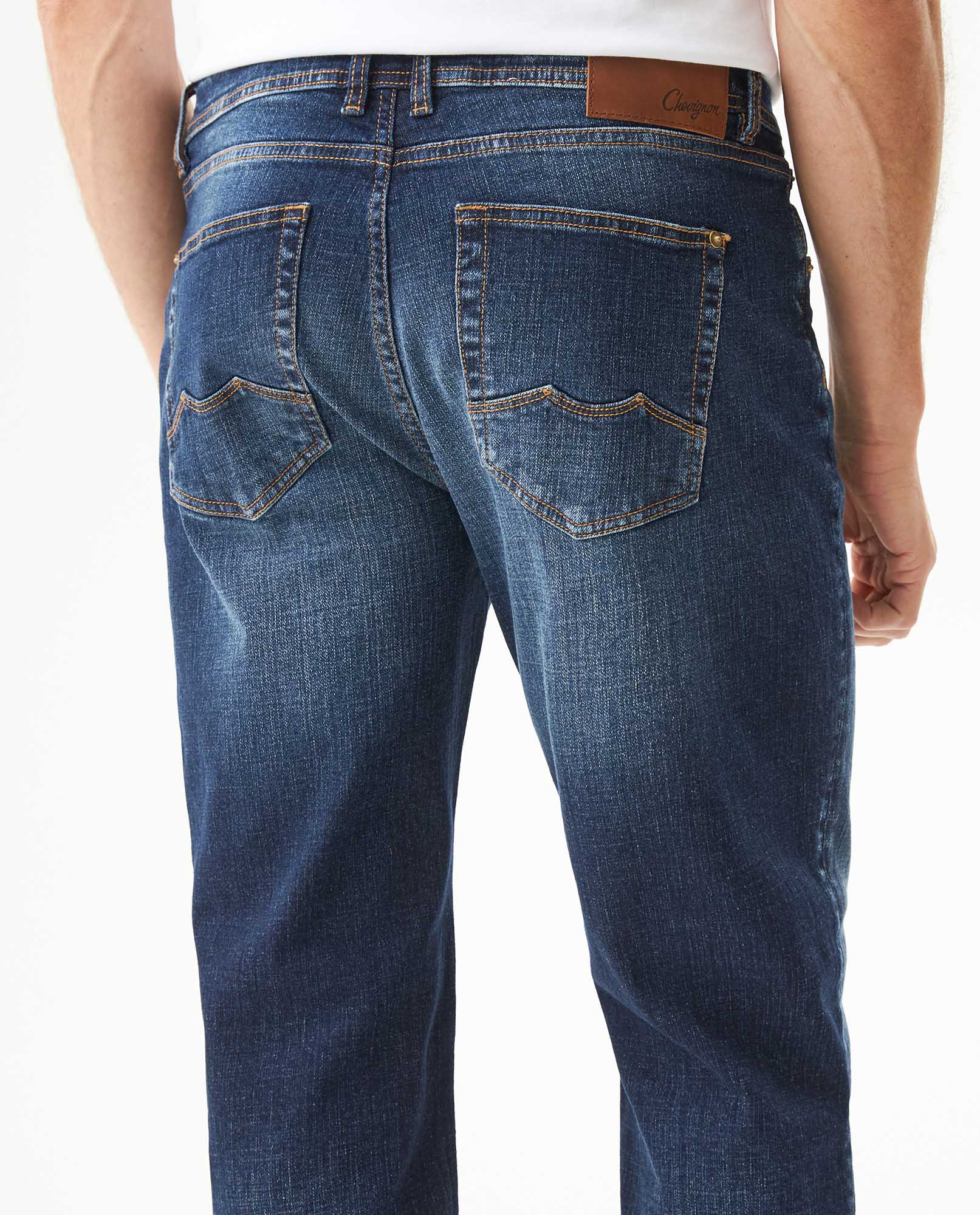 Men's Morrison Straight Fit Dark Wash Jeans in Cotton Stretch Blend, Lighthouse - 5