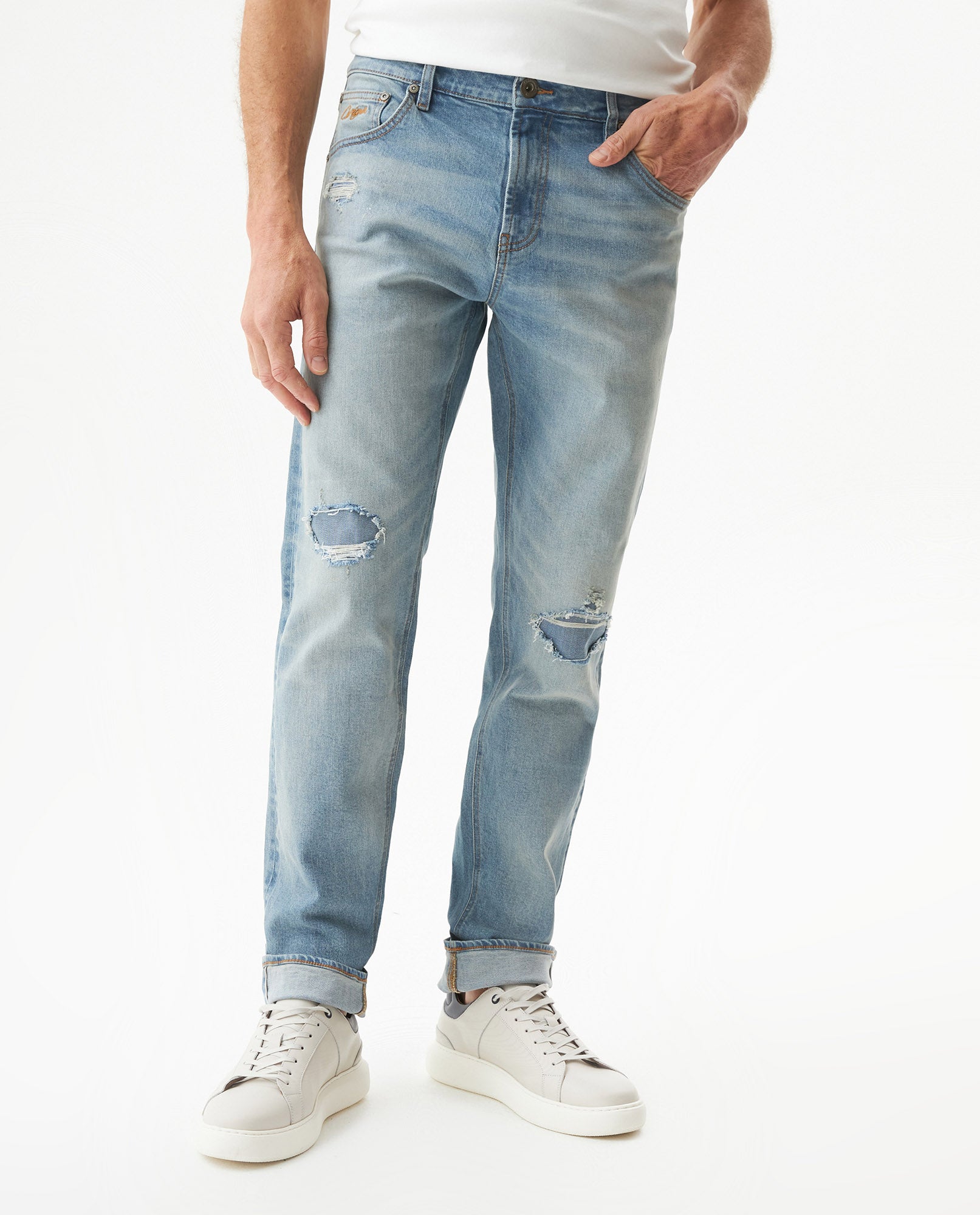 Men's Morrison Slim Fit Light Wash Jeans in Cotton Stretch Blend, Radiant 339G012 - 1