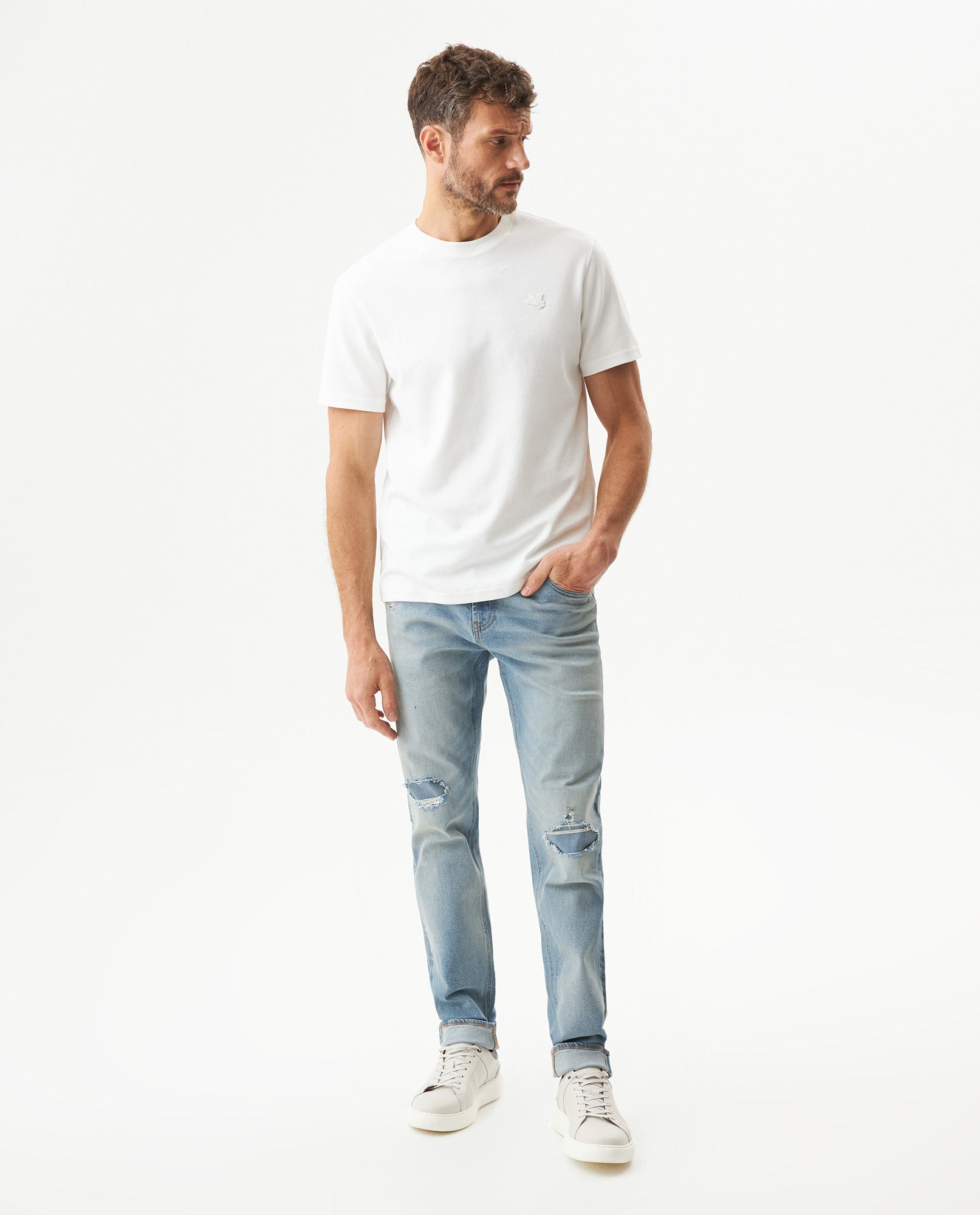 Men's Morrison Slim Fit Light Wash Jeans in Cotton Stretch Blend, Radiant 339G012 - 3