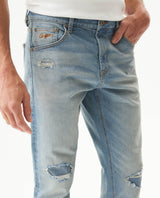 Men's Morrison Slim Fit Light Wash Jeans in Cotton Stretch Blend, Radiant 339G012 - 4
