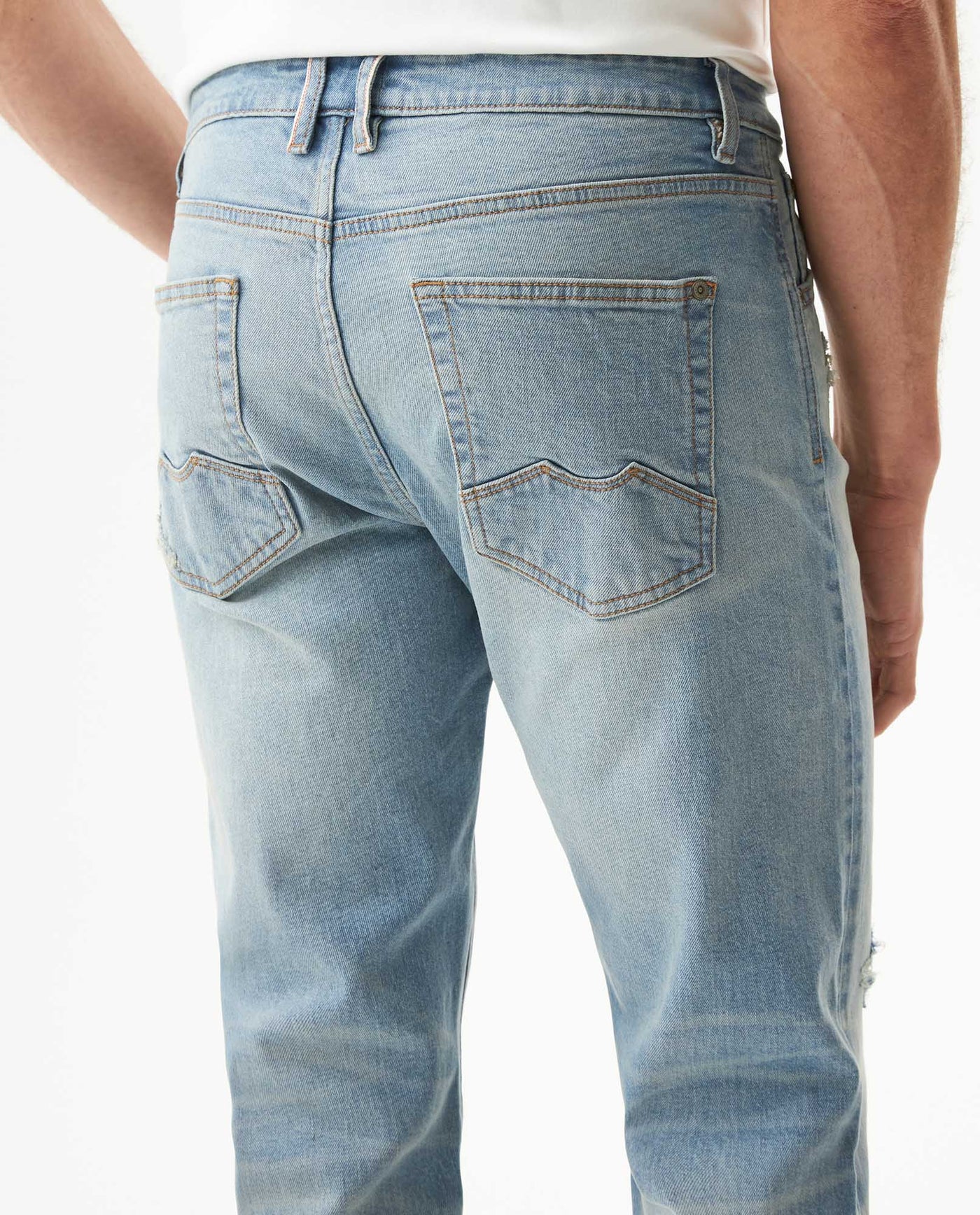 Men's Morrison Slim Fit Light Wash Jeans in Cotton Stretch Blend, Radiant 339G012 - 6