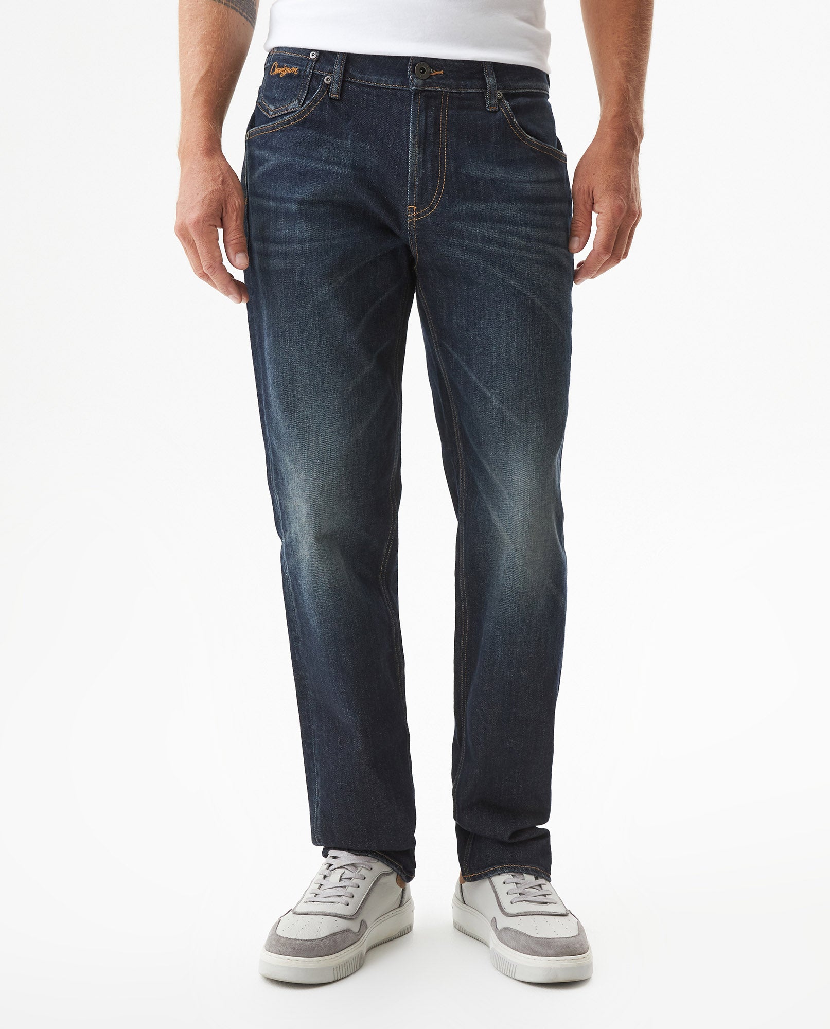 Men's Morrison Straight Ultra Dark Classic Jeans in Cotton Stretch Blend, Jetty - 2