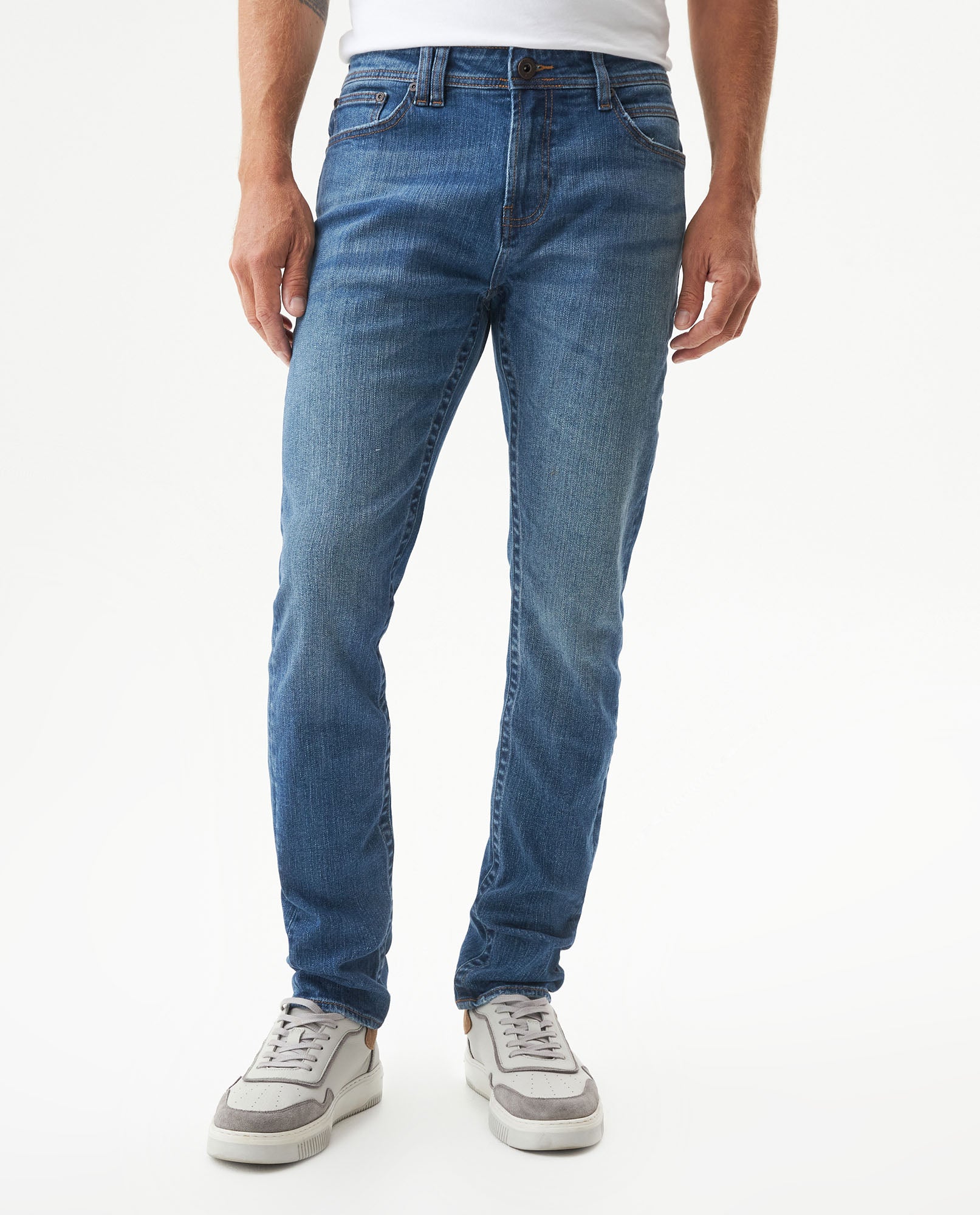 Men's Famous Skinny Fit Medium Wash Jeans in Cotton Stretch Blend, Starlight 339G017 - 1