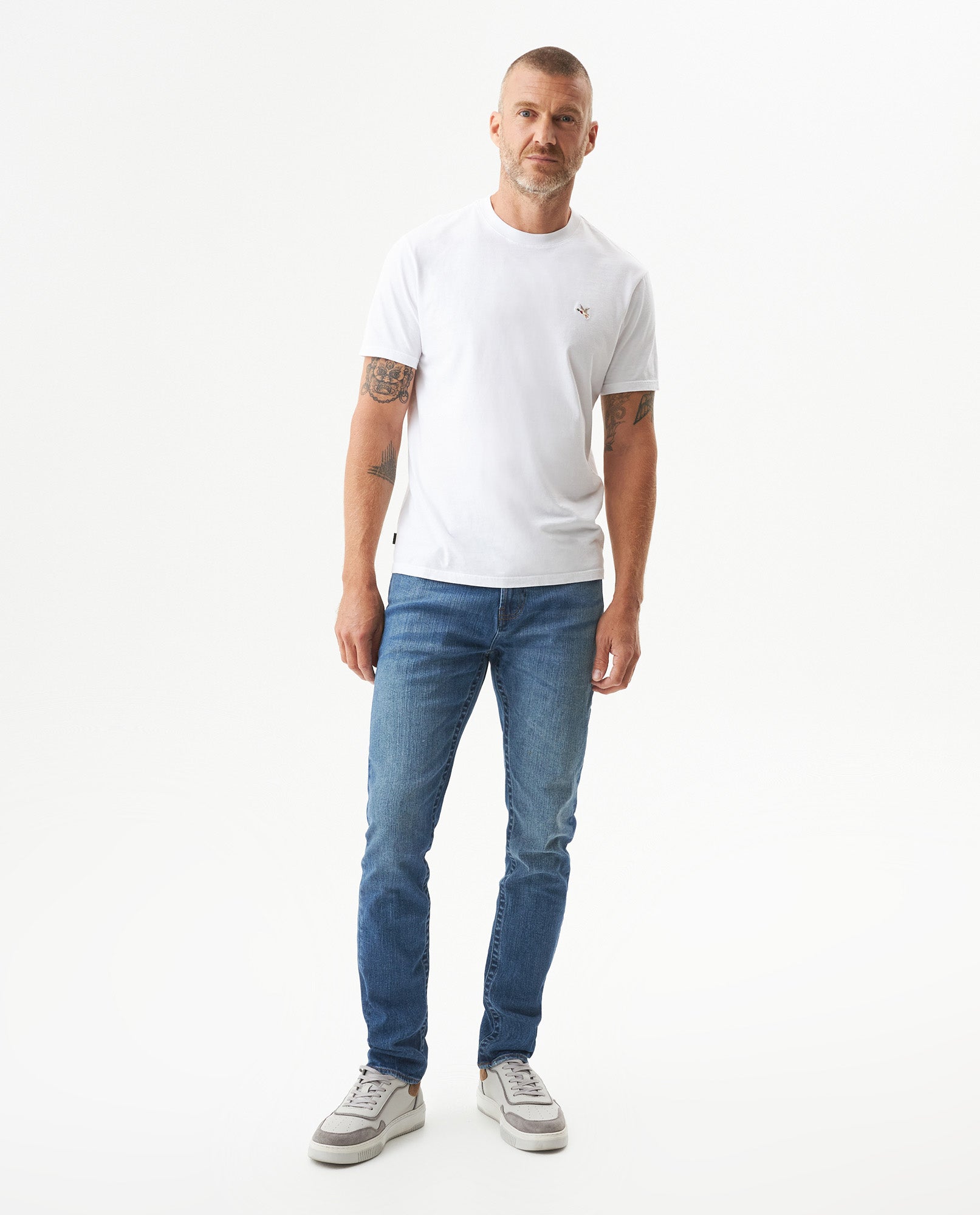 Men's Famous Skinny Fit Medium Wash Jeans in Cotton Stretch Blend, Starlight 339G017 - 3