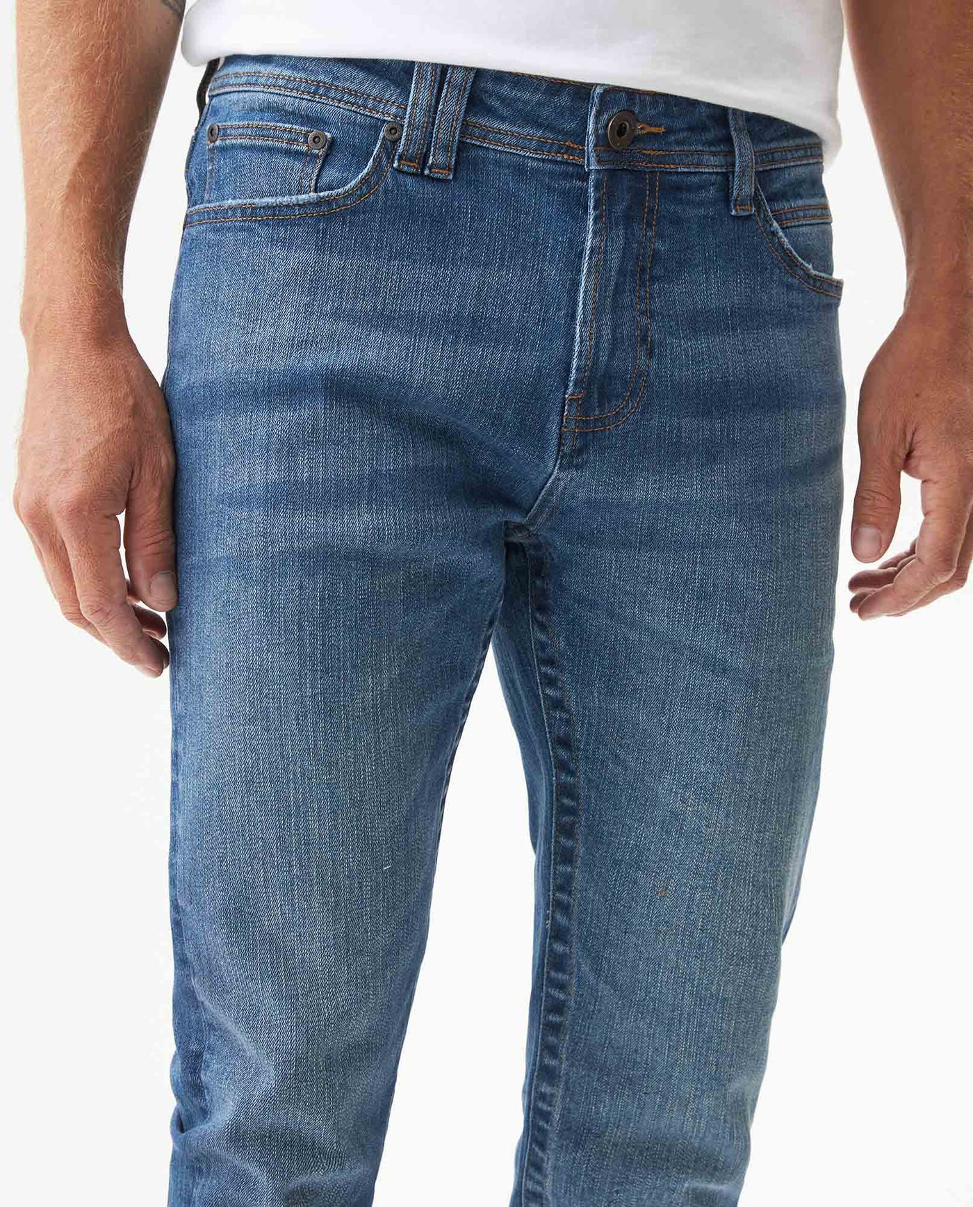 Men's Famous Skinny Fit Medium Wash Jeans in Cotton Stretch Blend, Starlight 339G017 - 4