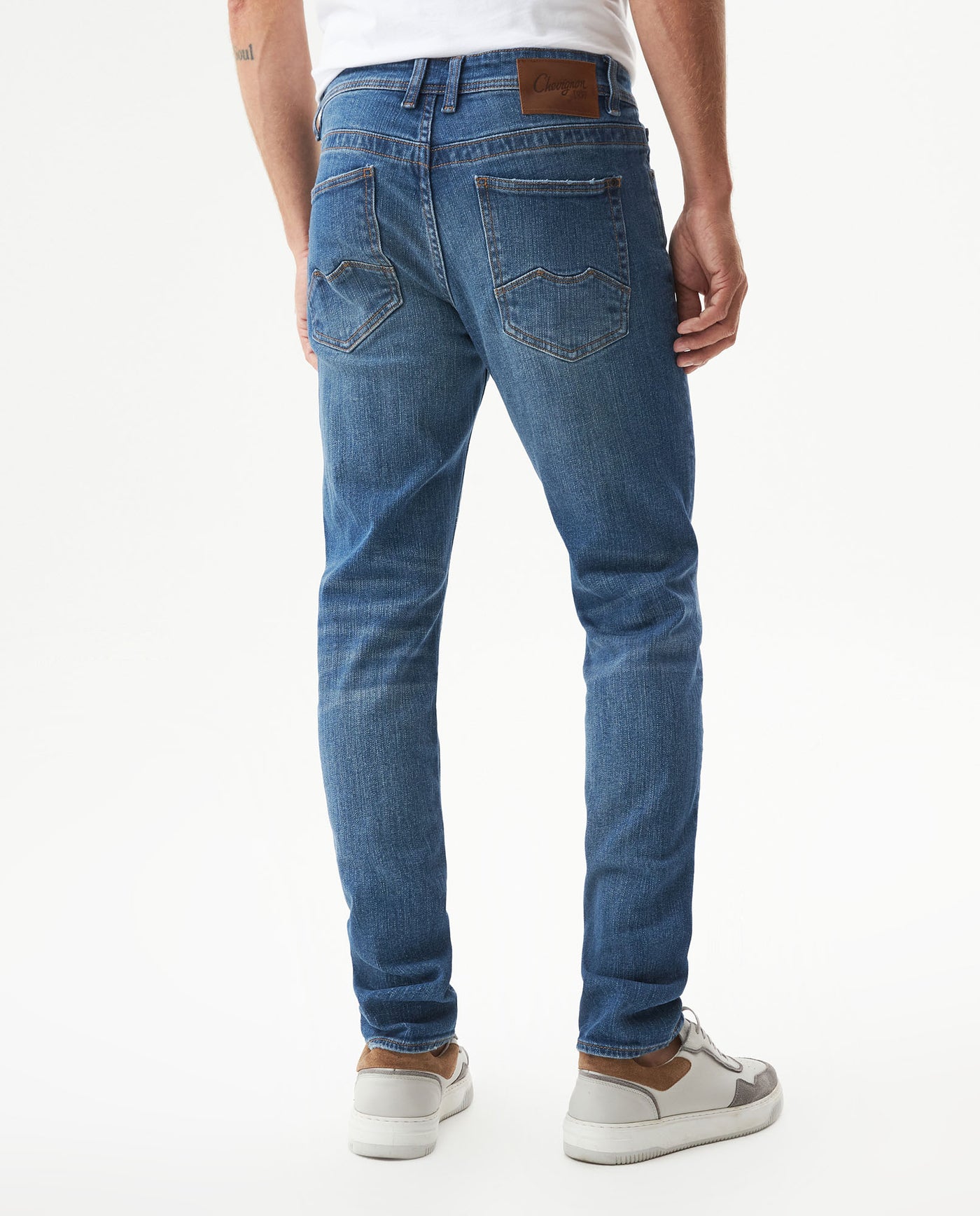 Men's Famous Skinny Fit Medium Wash Jeans in Cotton Stretch Blend, Starlight 339G017 - 5