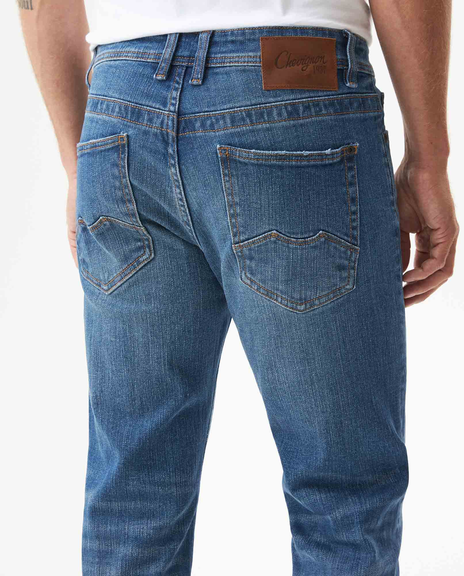 Men's Famous Skinny Fit Medium Wash Jeans in Cotton Stretch Blend, Starlight 339G017 - 6