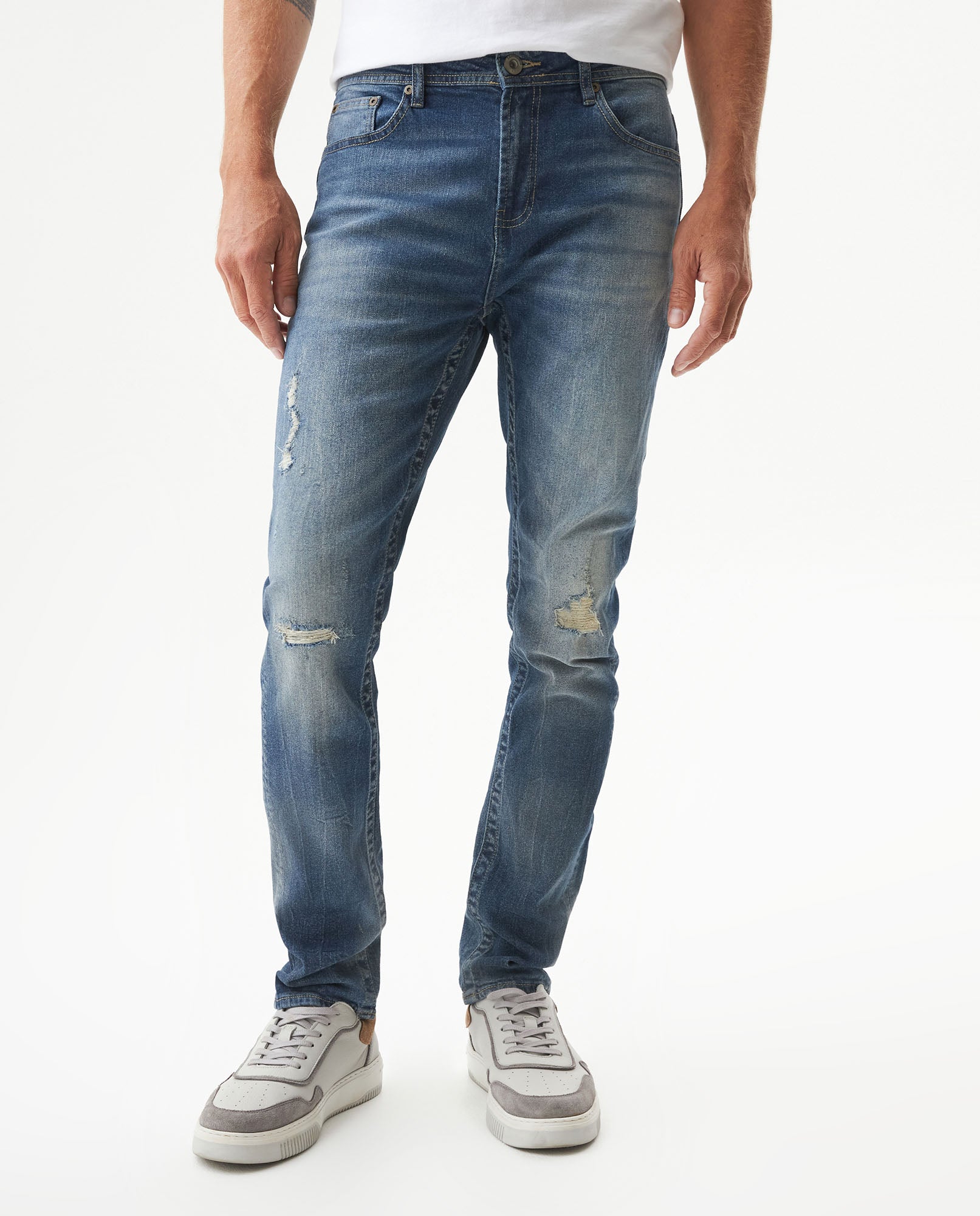 Men's Famous Skinny Fit Medium Wash Jeans in Organic-Cotton Stretch Blend, Festivity 339G021 - 1