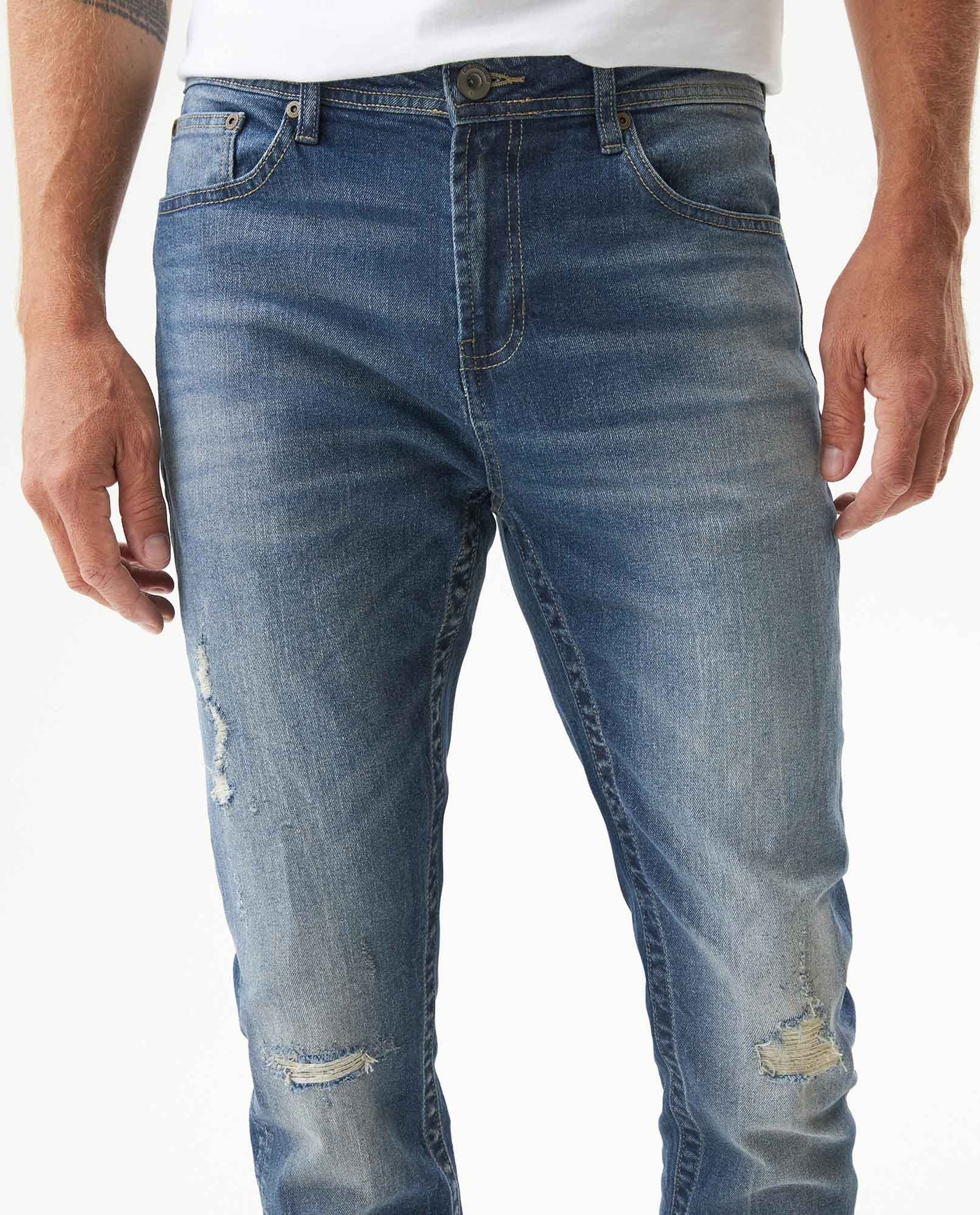 Men's Famous Skinny Fit Medium Wash Jeans in Organic-Cotton Stretch Blend, Festivity 339G021 - 4