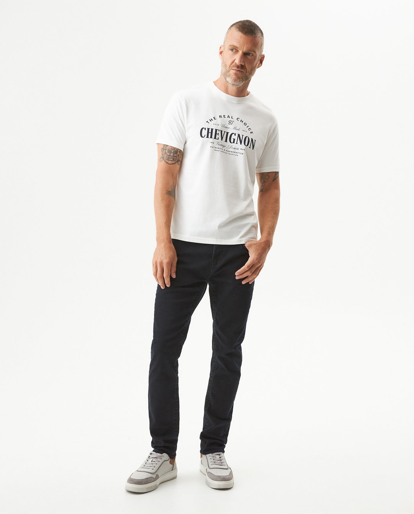 Men's Famous Skinny Fit Ultra Dark Wash Jeans in Cotton-Recycled Cotton Blend, Harbor 339G027 - 3