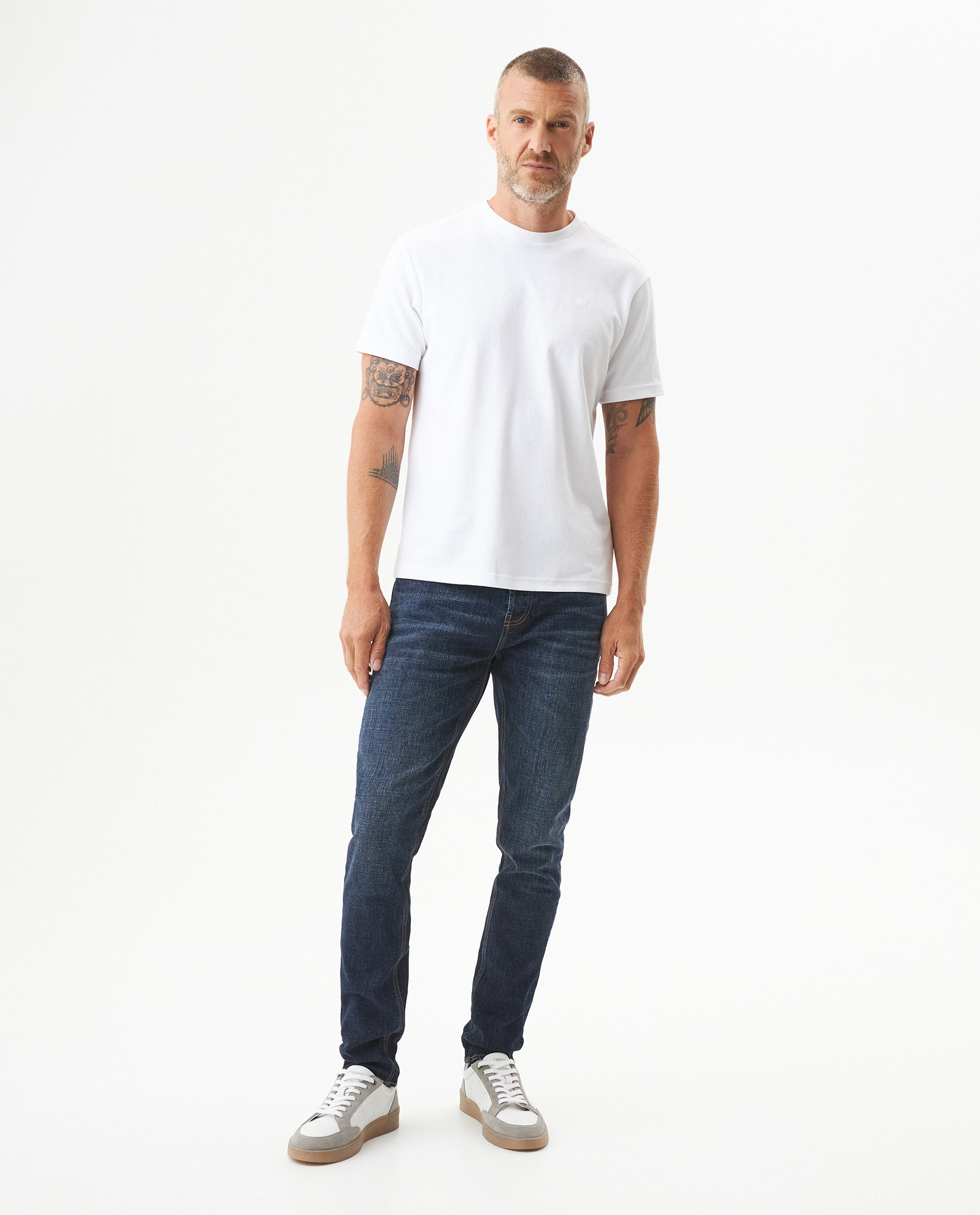 Men's Rider Skinny Fit Dark Wash Jeans in Cotton Stretch Blend, Ceremony 339G030 - 3