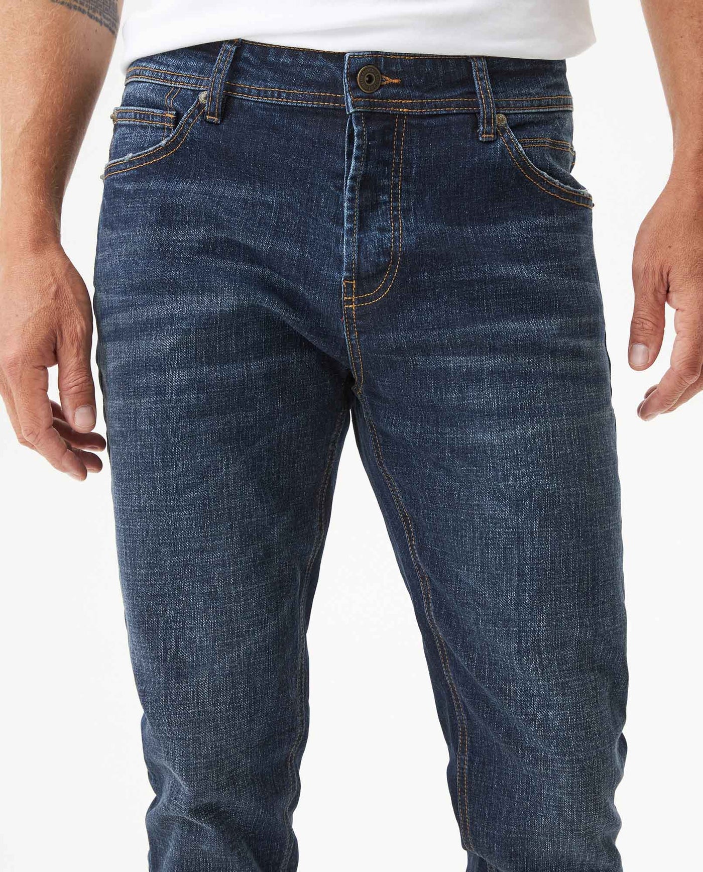 Men's Rider Skinny Fit Dark Wash Jeans in Cotton Stretch Blend, Ceremony 339G030 - 4