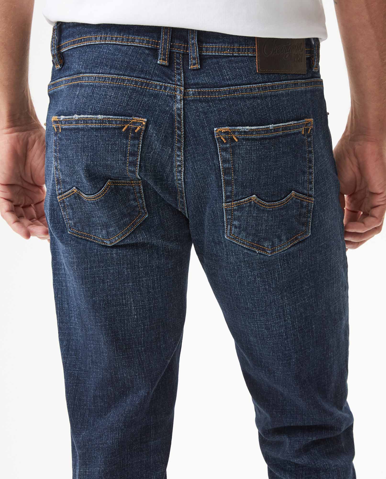 Men's Rider Skinny Fit Dark Wash Jeans in Cotton Stretch Blend, Ceremony 339G030 - 5
