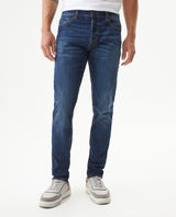 Men's Rider Dark Wash Skinny Fit Jeans in Cotton-Recycled Polyester Blend, Archor - 2