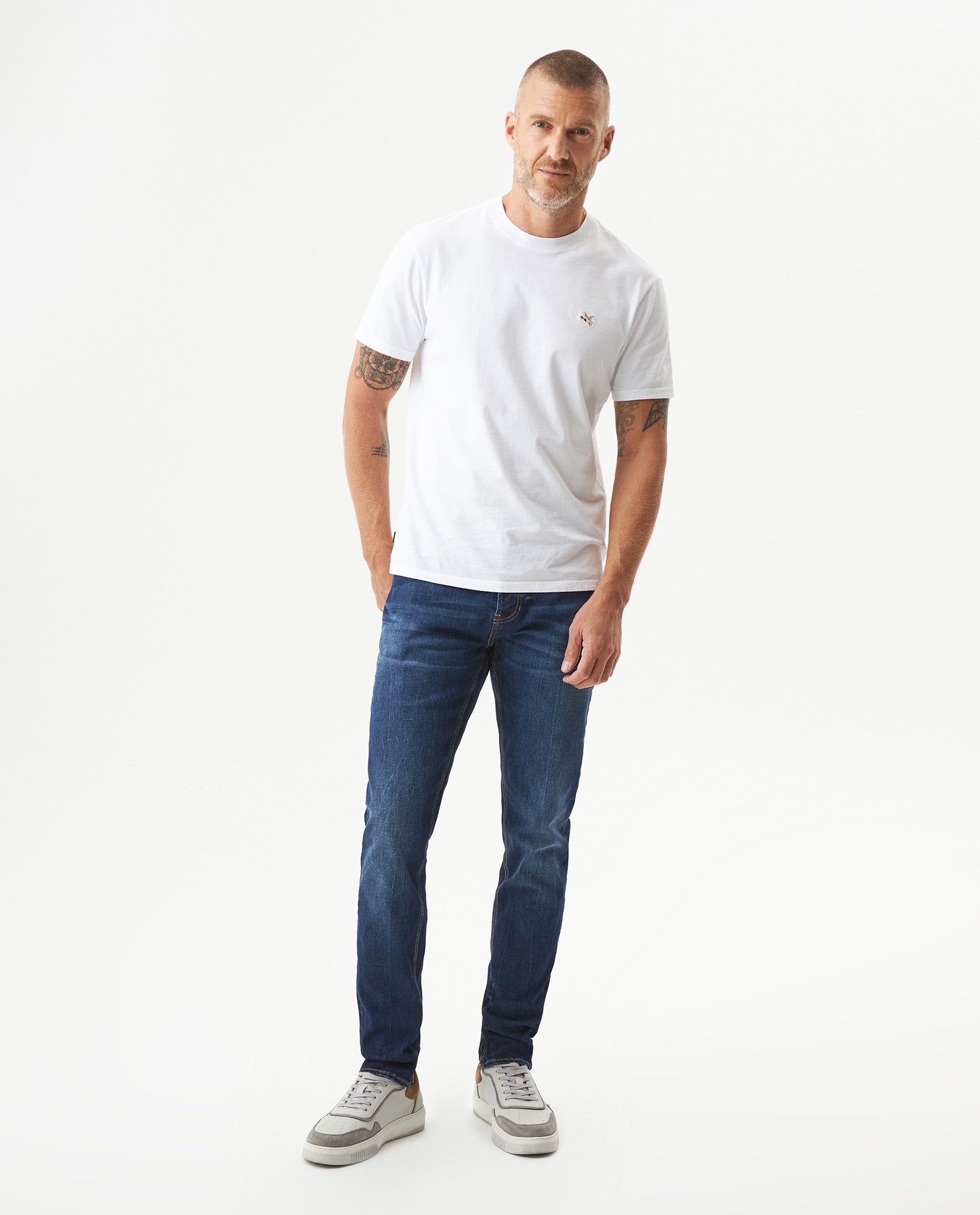 Men's Rider Dark Wash Skinny Fit Jeans in Cotton-Recycled Polyester Blend, Archor - 3