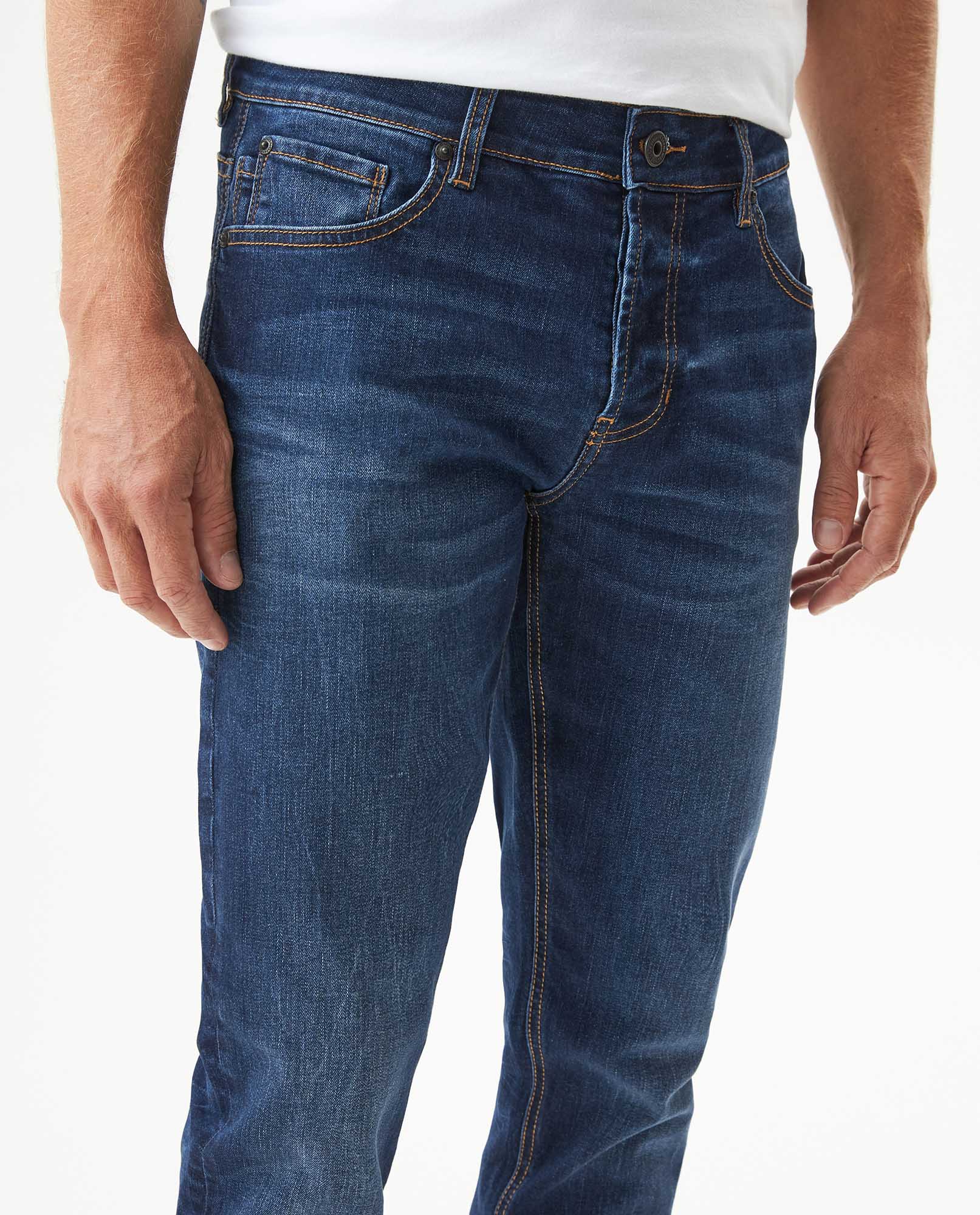 Men's Rider Dark Wash Skinny Fit Jeans in Cotton-Recycled Polyester Blend, Archor - 4