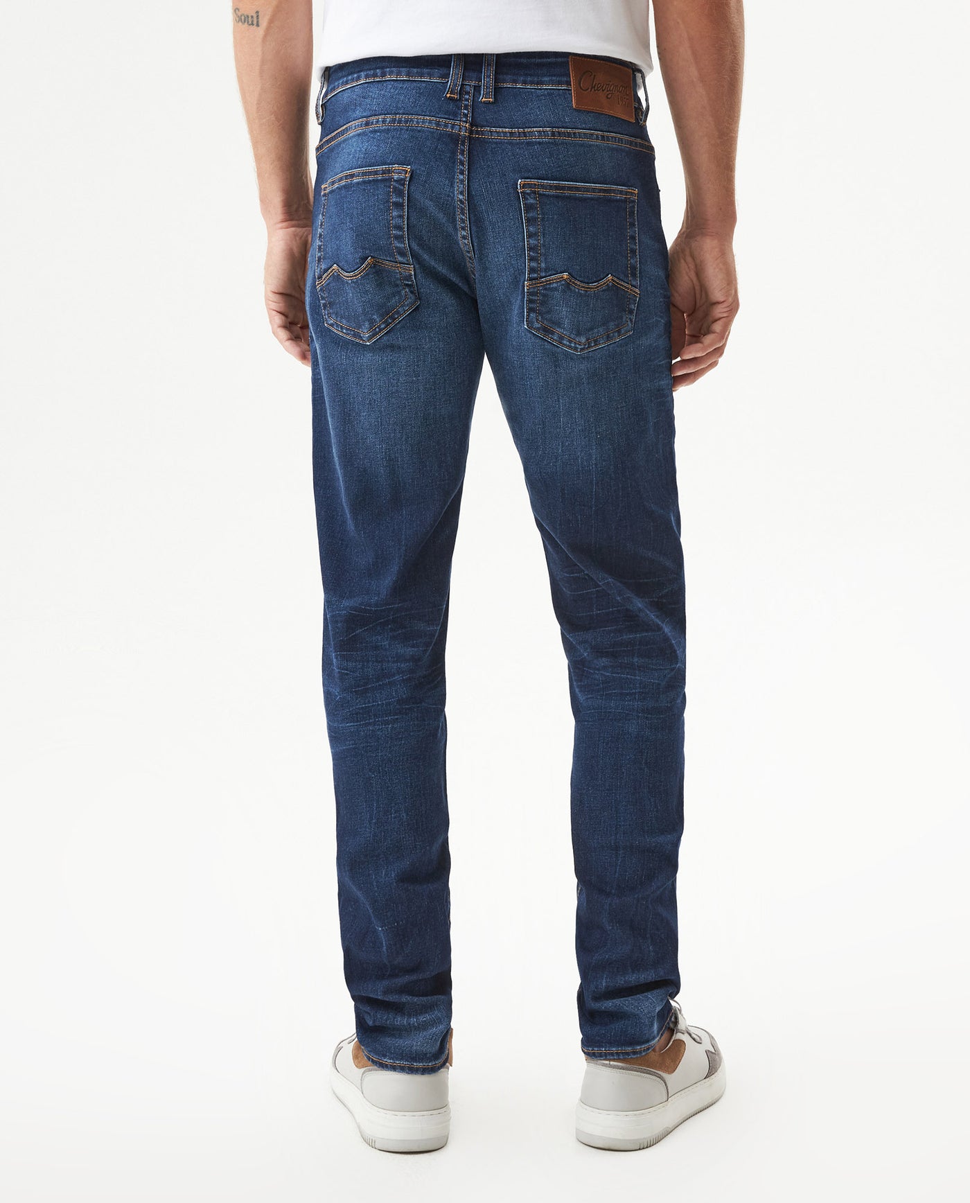 Men's Rider Dark Wash Skinny Fit Jeans in Cotton-Recycled Polyester Blend, Archor - 5