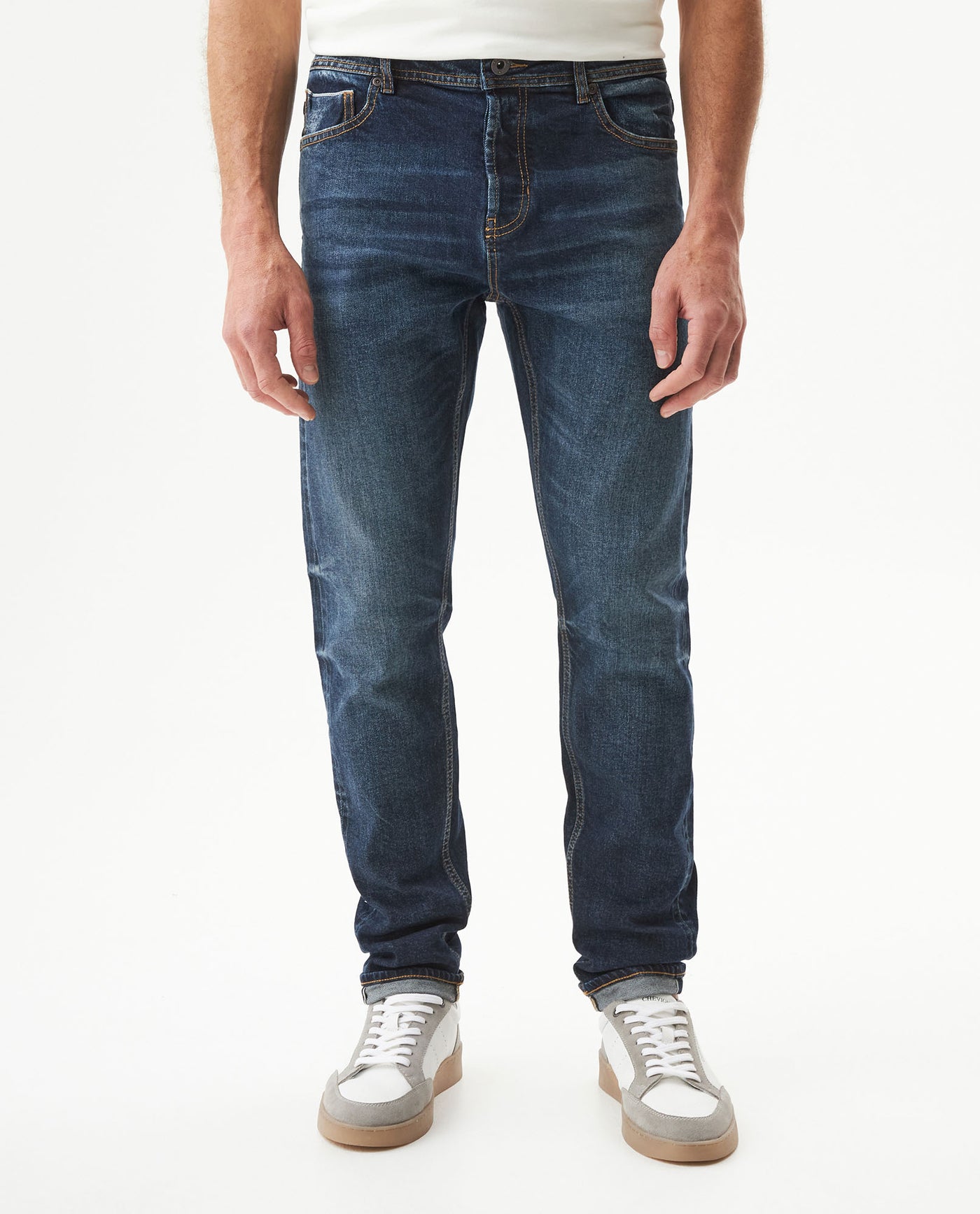 Men's Rider Skinny Fit Ultra Dark Wash Jeans in Cotton, Finery - 1