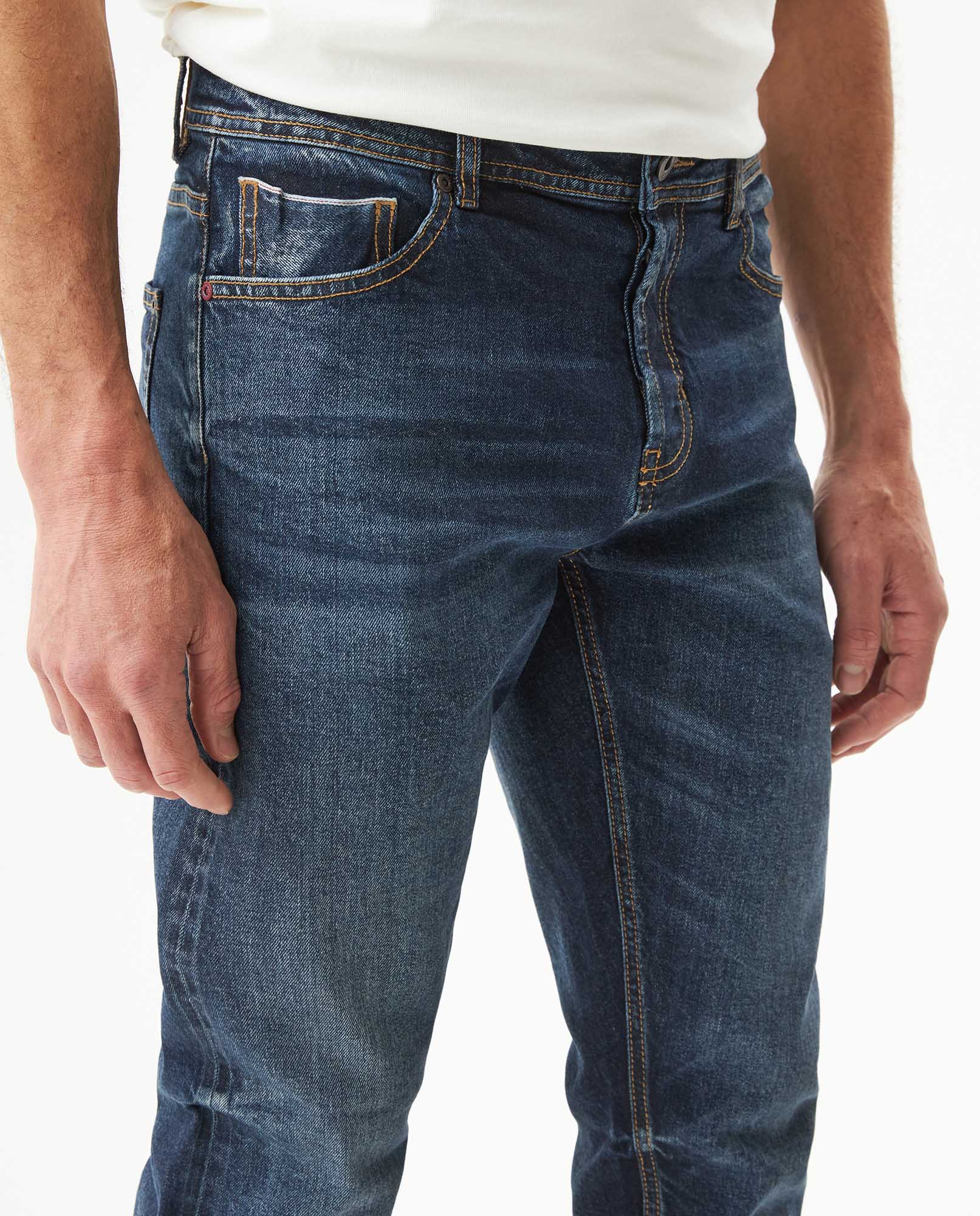 Men's Rider Skinny Fit Ultra Dark Wash Jeans in Cotton, Finery - 4