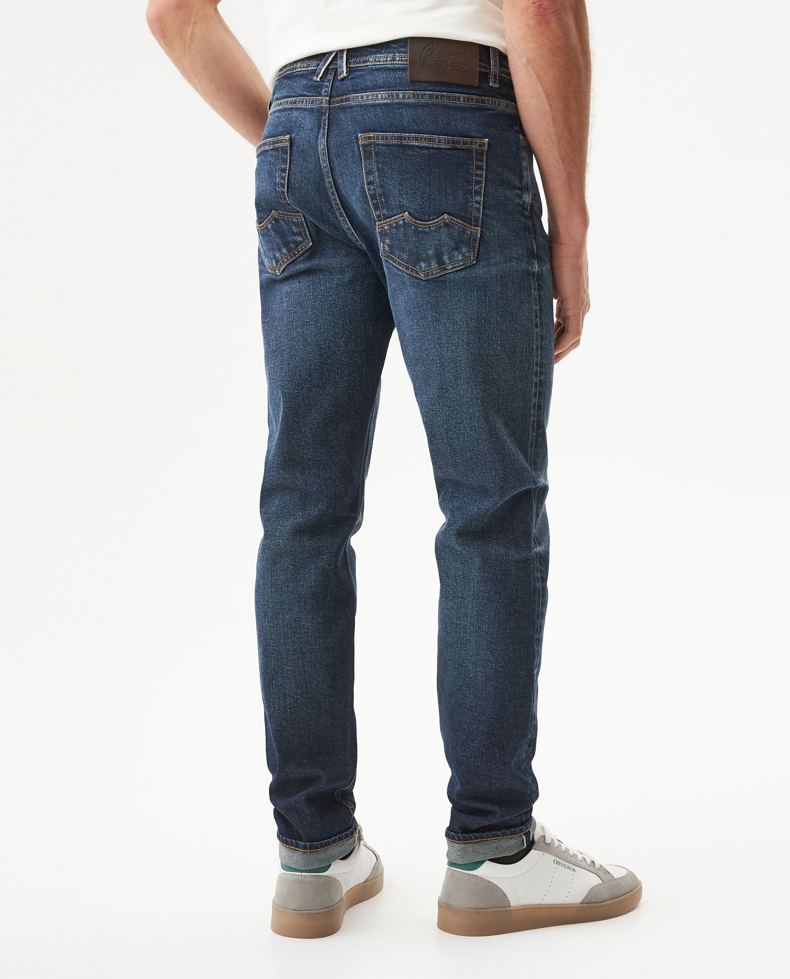 Men's Rider Skinny Fit Ultra Dark Wash Jeans in Cotton, Finery - 5