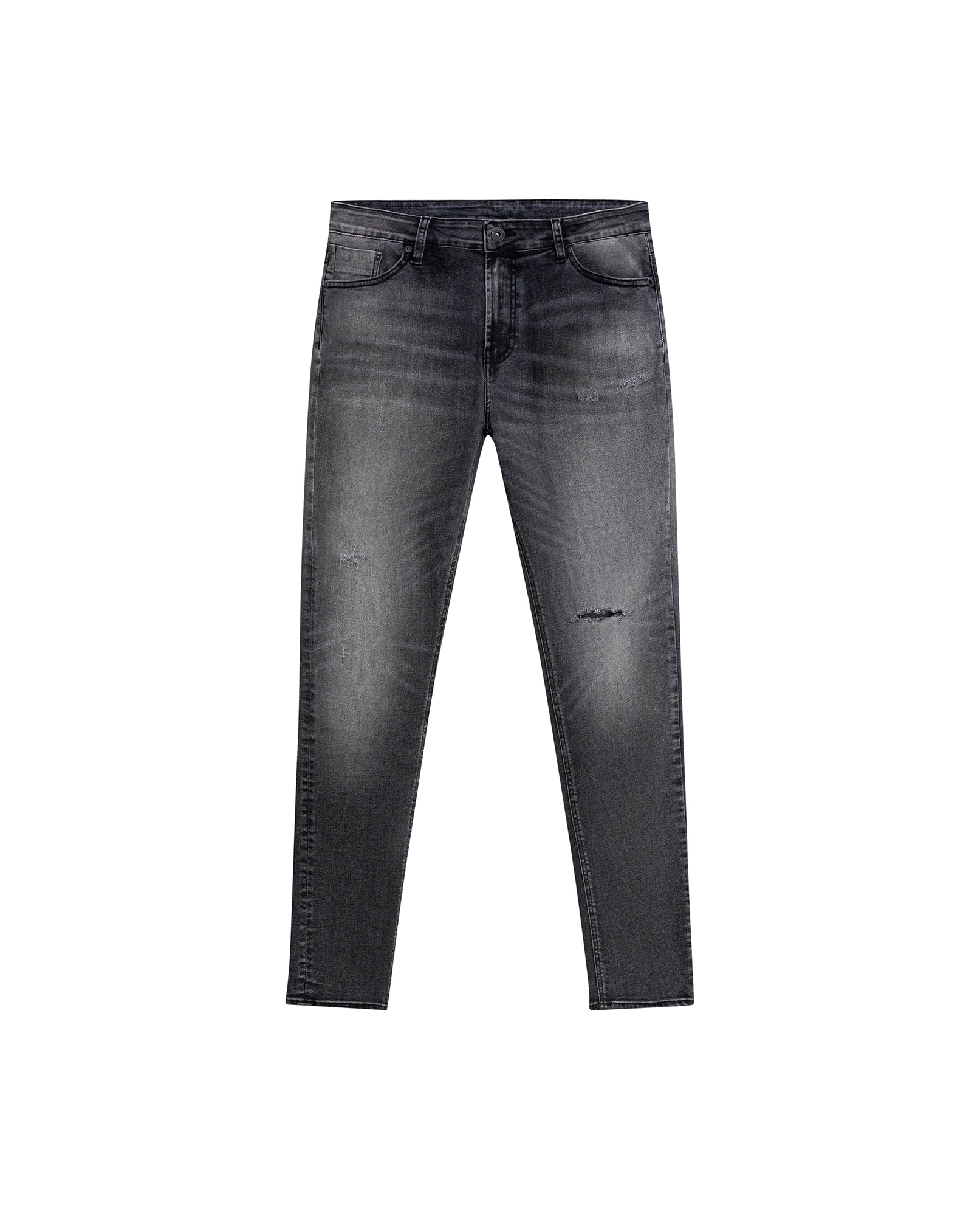 Men's Rider Skinny Fit Gray Wash Jeans in Cotton-Polyester Stretch Blend, Deepwater - 1