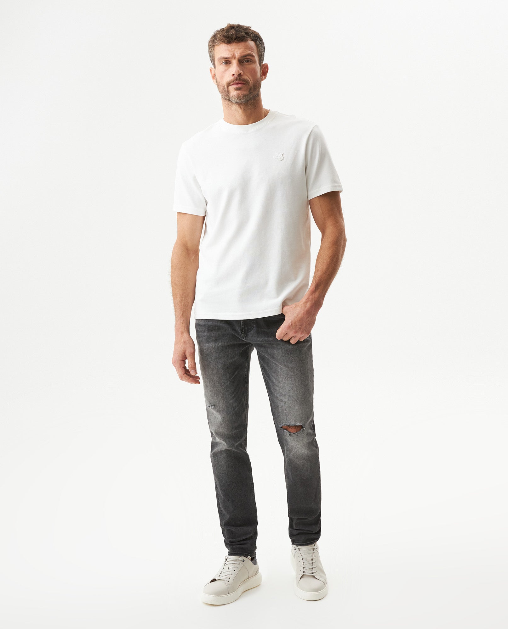 Men's Rider Skinny Fit Gray Wash Jeans in Cotton-Polyester Stretch Blend, Deepwater - 3