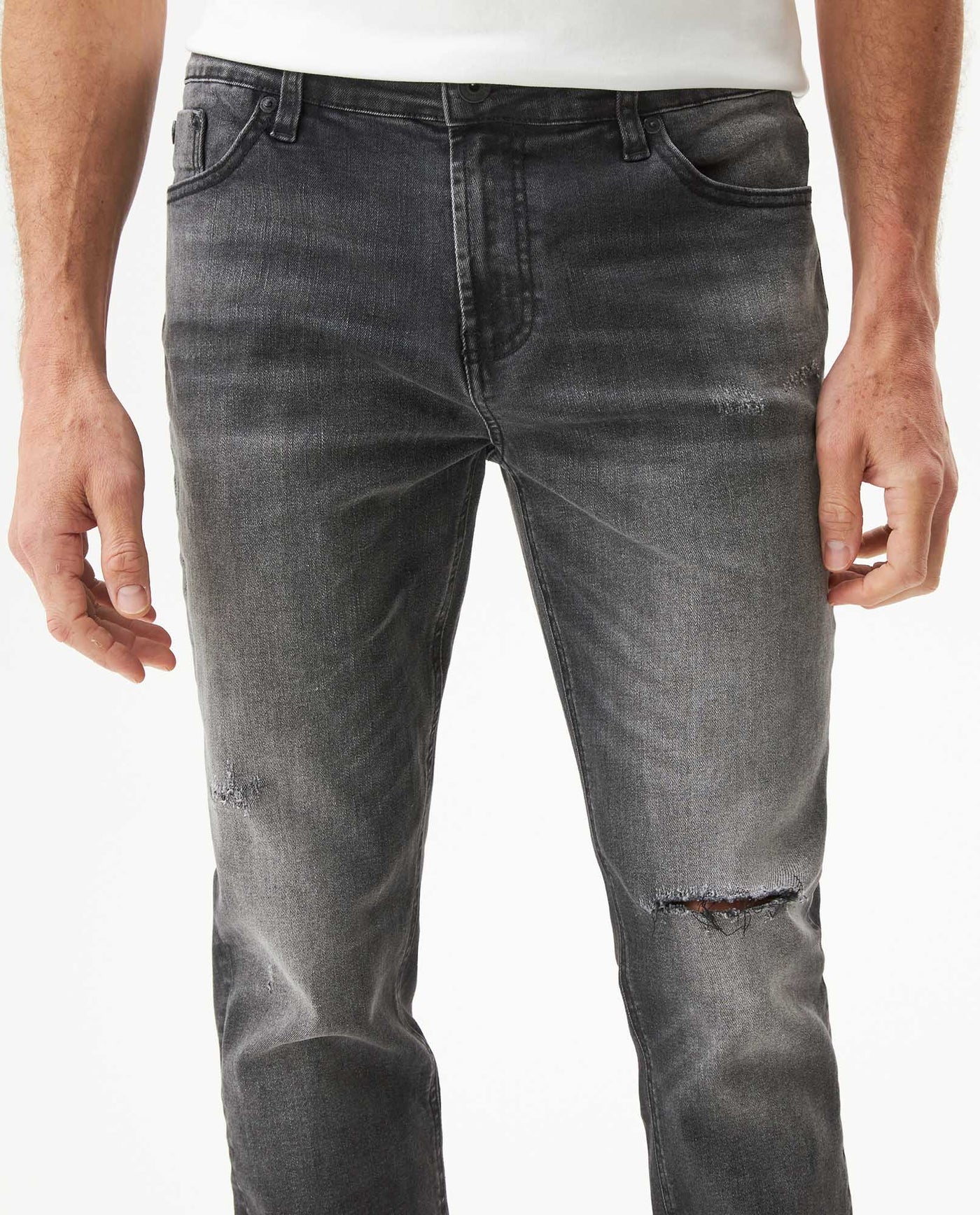 Men's Rider Skinny Fit Gray Wash Jeans in Cotton-Polyester Stretch Blend, Deepwater - 4