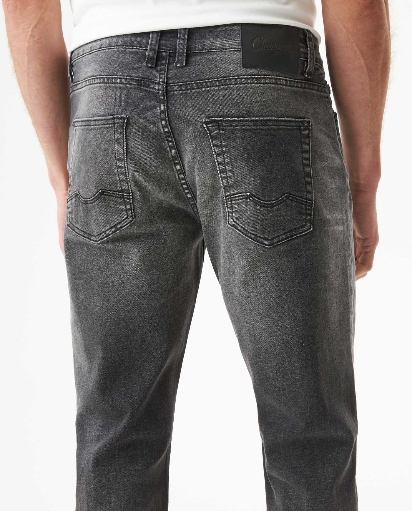 Men's Rider Skinny Fit Gray Wash Jeans in Cotton-Polyester Stretch Blend, Deepwater - 6