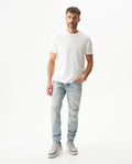 Men's Famous Skinny Fit Light Wash Jeans in Cotton Stretch Blend, Windward - 3