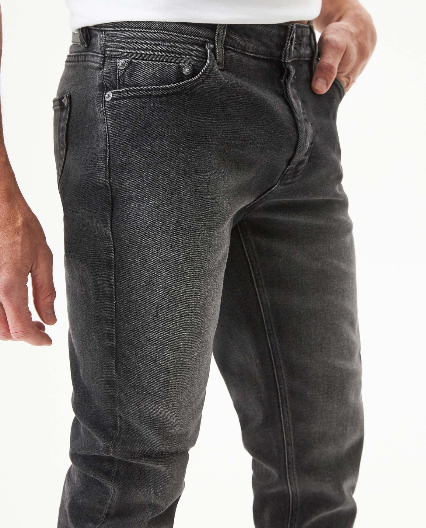 Men's Rider Skinny Fit Gray Wash Jeans in Cotton-Polyester-Viscose Stretch Blend, Journey 339G037 - 4