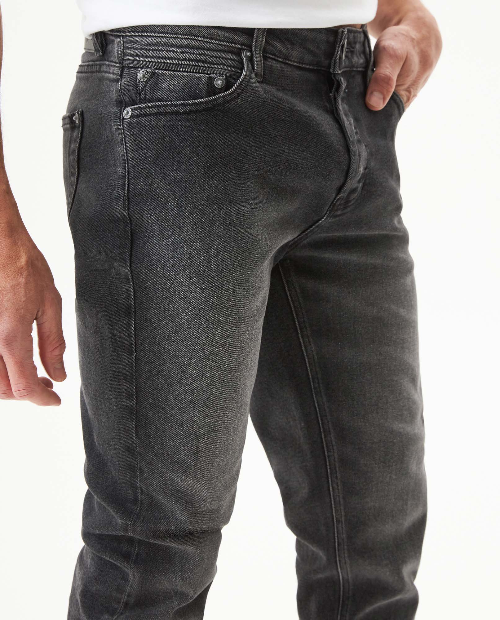 Men's Rider Skinny Fit Gray Wash Jeans in Cotton-Polyester-Viscose Stretch Blend, Journey 339G037 - 4