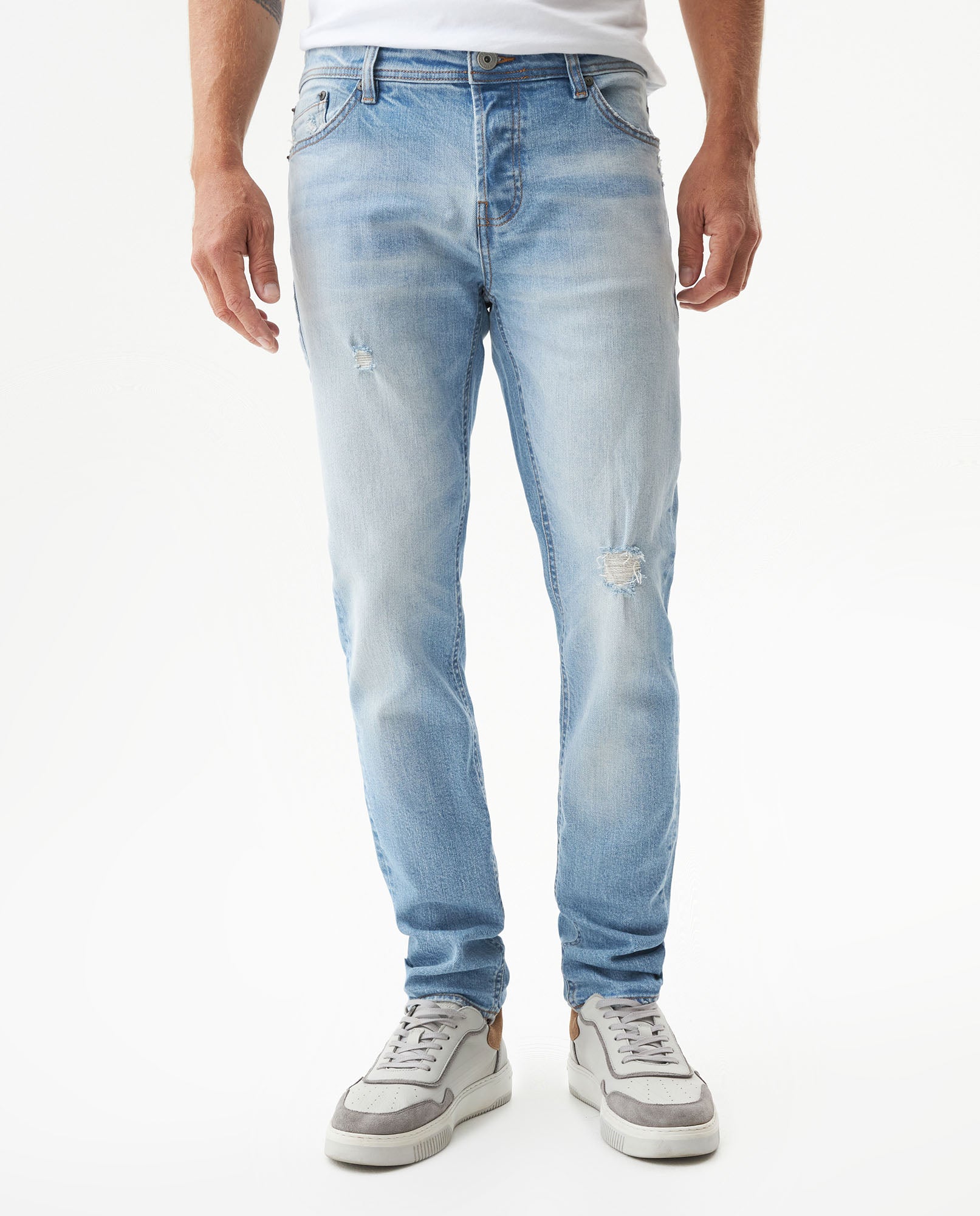 Men's Rider Skinny Light Wash Jeans in Cotton Stretch Blend, Voyage 339G038 - 1