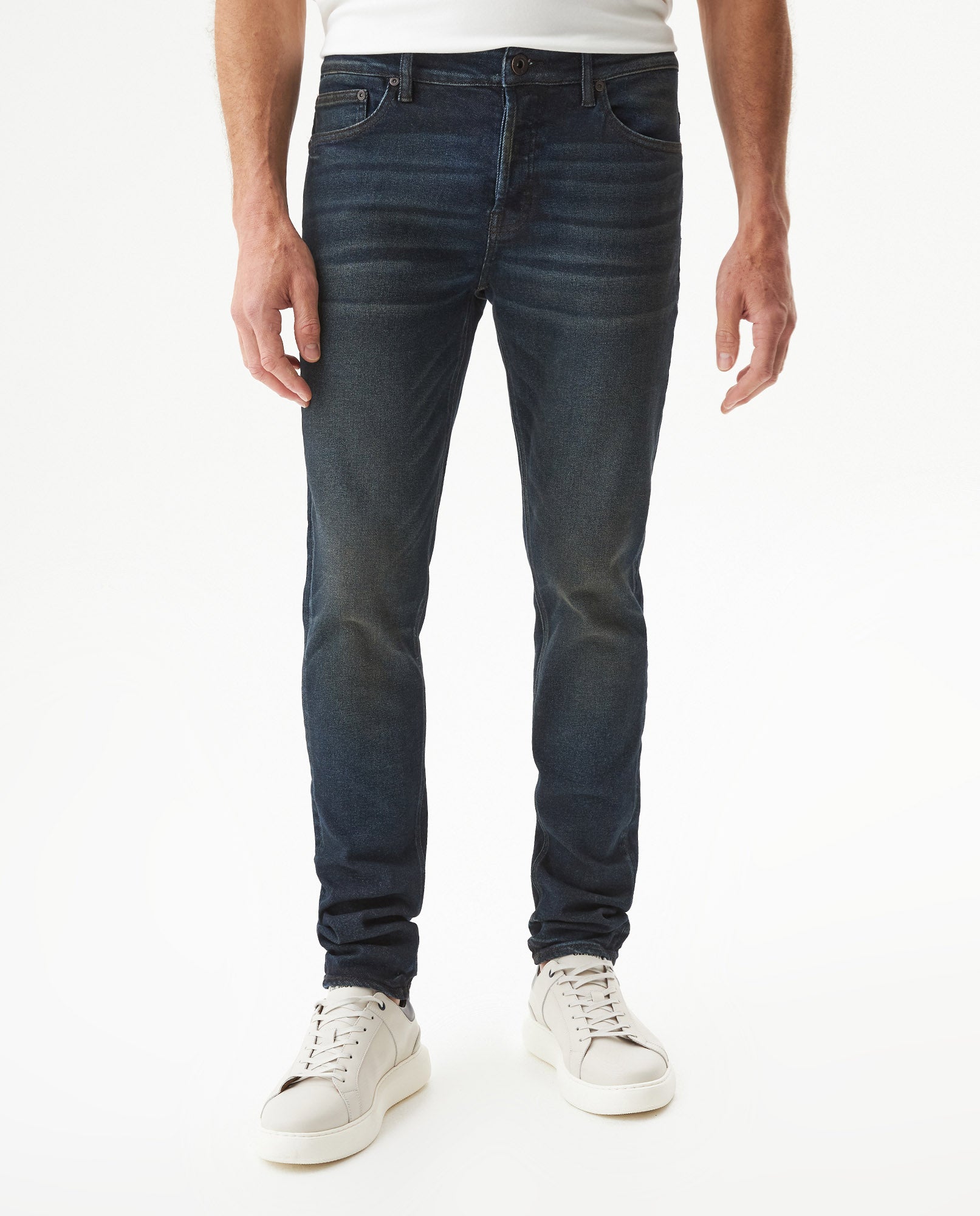 Men's Rider Skinny Fit Dark Wash Jeans in Recycled Cotton Blend, Captain 339G041 - 1