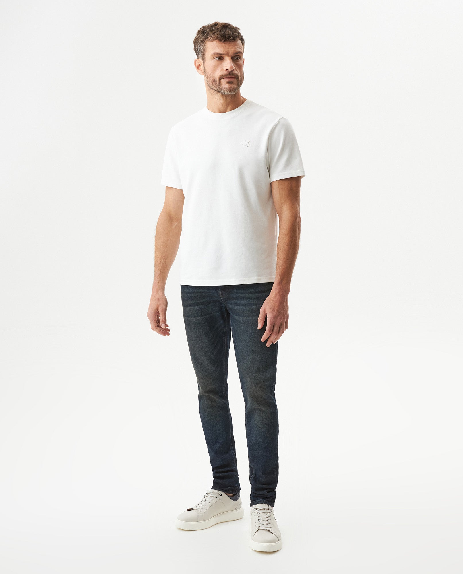 Men's Rider Skinny Fit Dark Wash Jeans in Recycled Cotton Blend, Captain 339G041 - 3