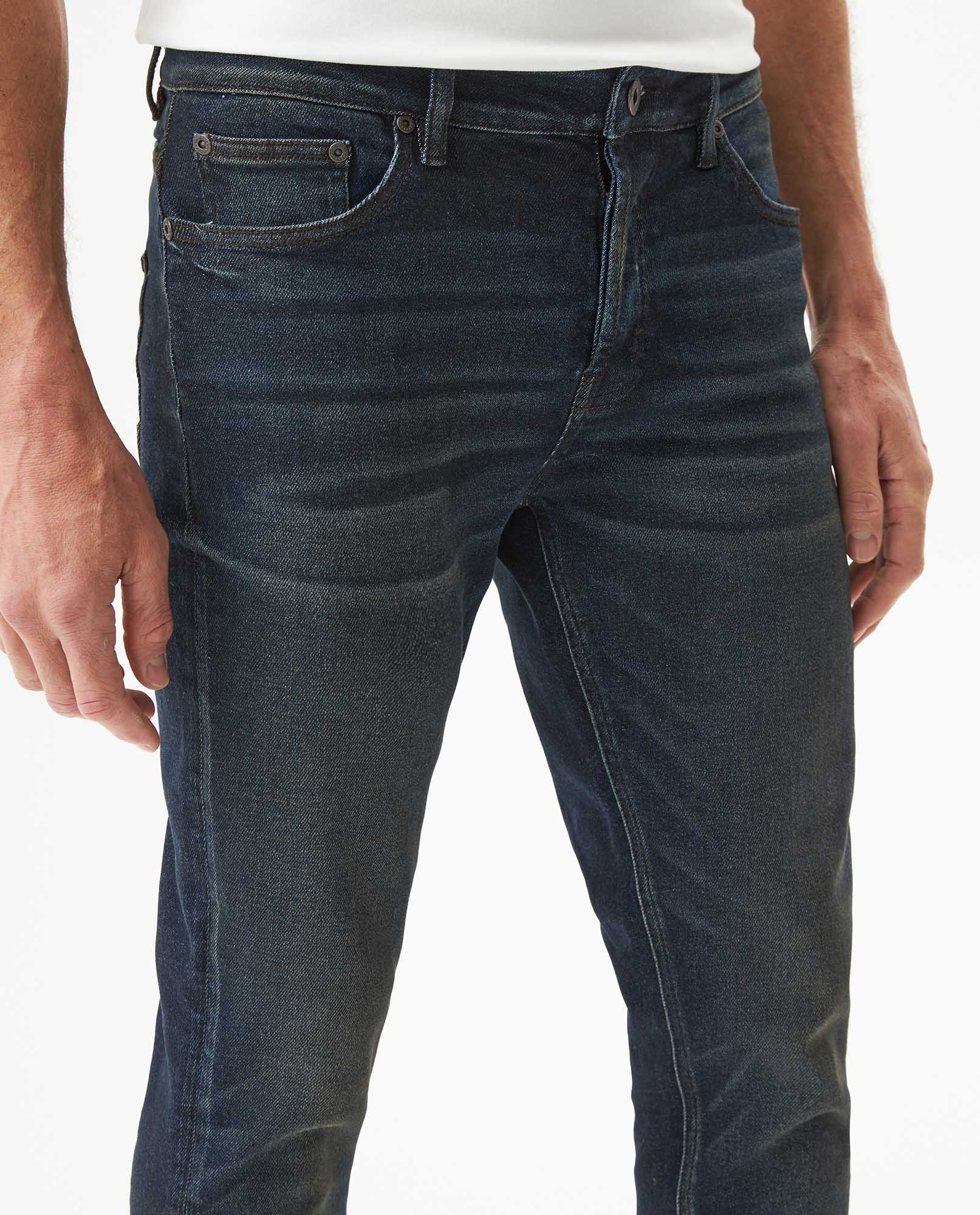 Men's Rider Skinny Fit Dark Wash Jeans in Recycled Cotton Blend, Captain 339G041 - 4