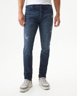 Men's Skinny Rider Ultra Dark Wash Jeans in Cotton, Evening 339G045 - 1
