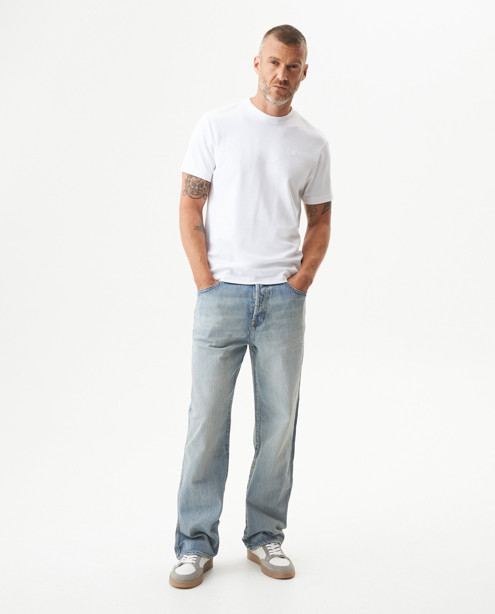 Men's Rider Super Slim Fit Light Wash Jeans in Cotton, Coastline 339G050 - 3