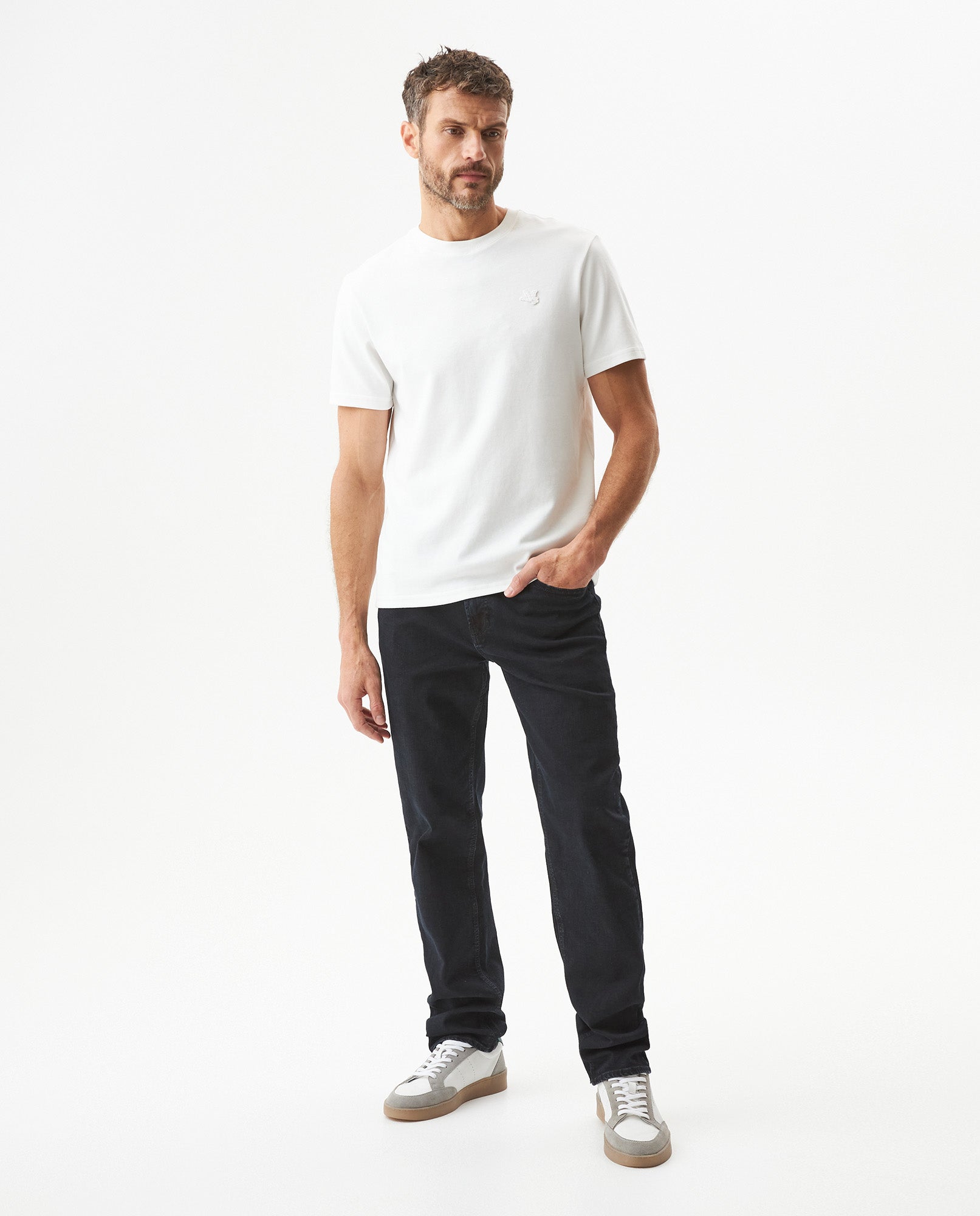 Men's Morrison Straight Dark Wash Jeans in Recycled Cotton Blend Festive 63_339G053_AZU194052_0