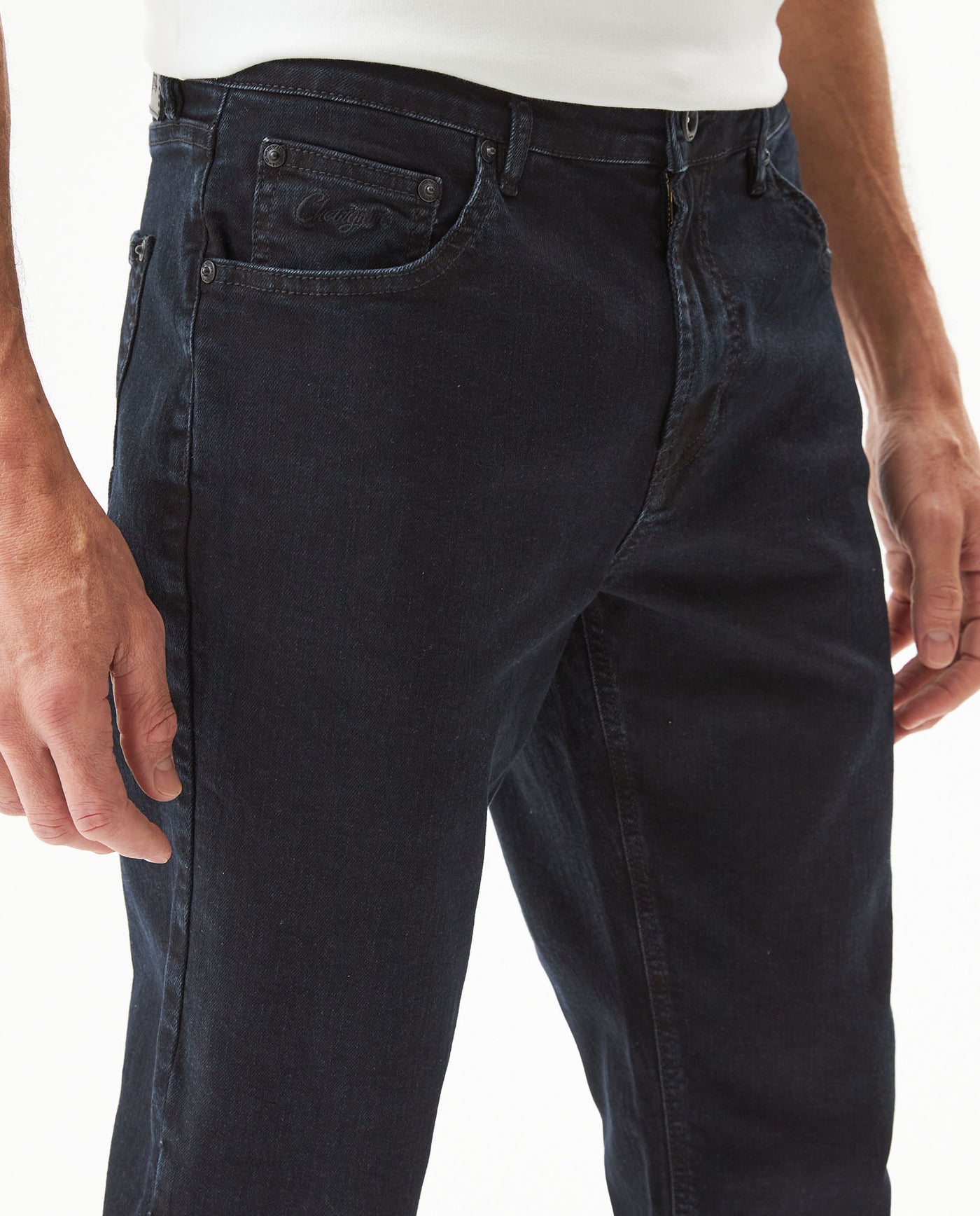 Men's Morrison Straight Dark Wash Jeans in Recycled Cotton Blend Festive 63_339G053_AZU194052_5