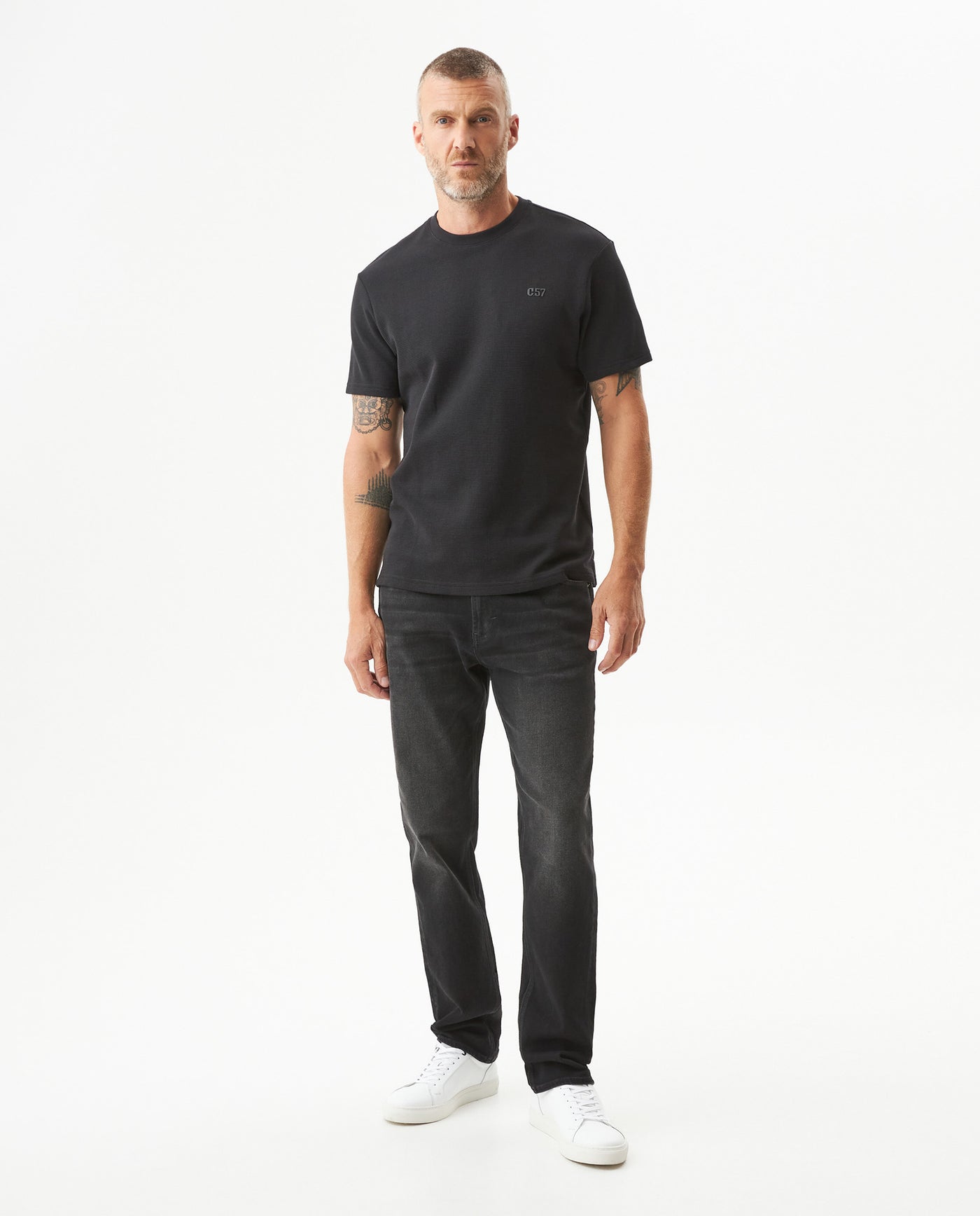 Men's Morrison Straight Black Wash Jeans in Cotton-Polyester Blend, Coordinates - 3