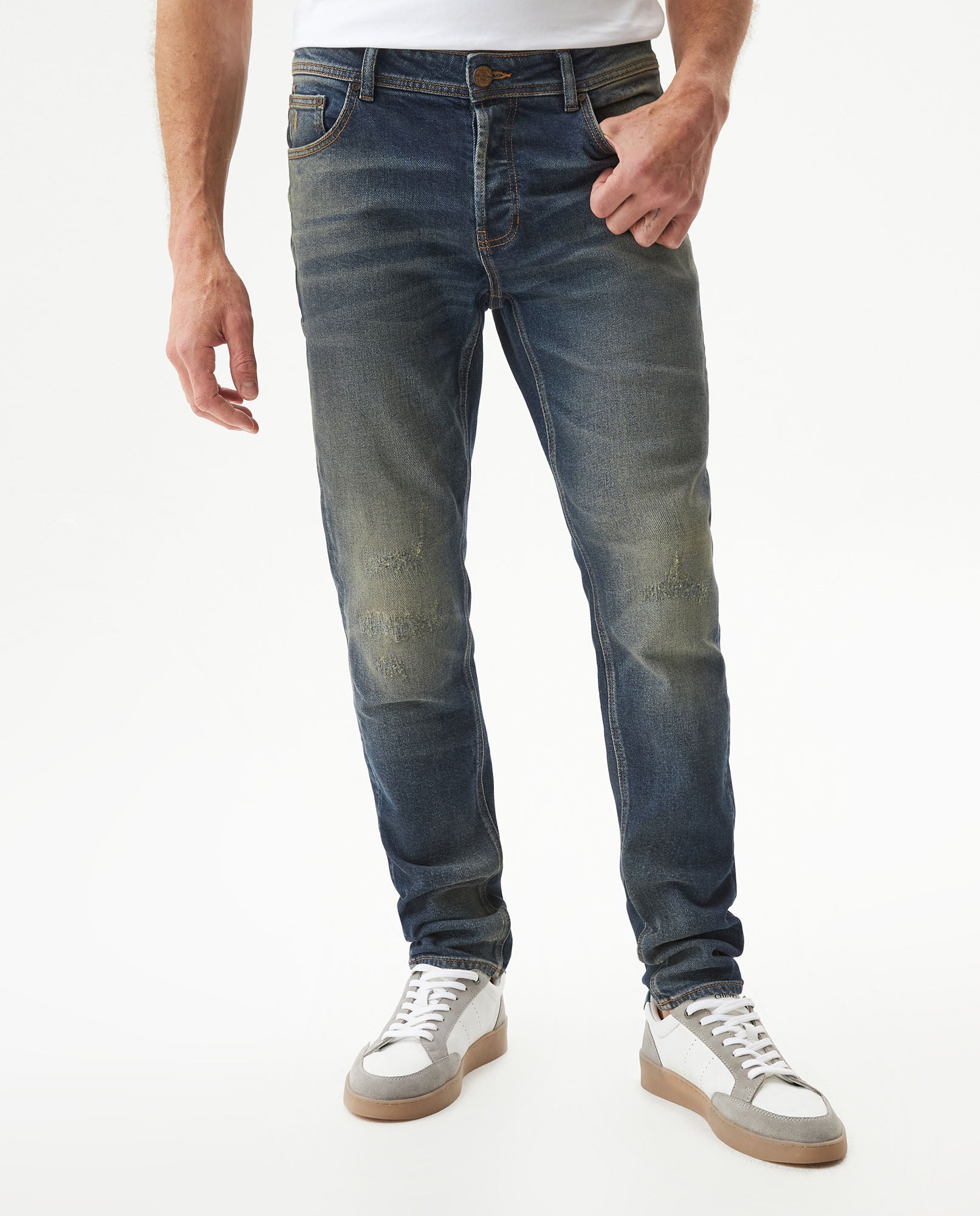 Men's Rider Medium Wash Super Slim Jeans in Cotton-Polyester Blend, Mariner - 1
