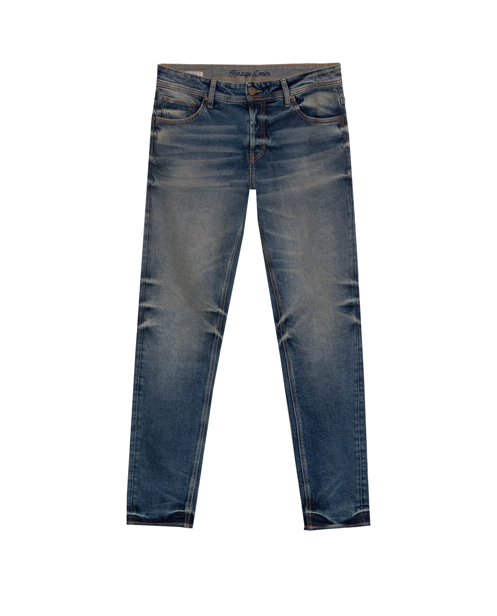 Men's Skinny Rider Dark Wash Jeans in Cotton-Polyester Blend, Sparkle 339G455 - 2
