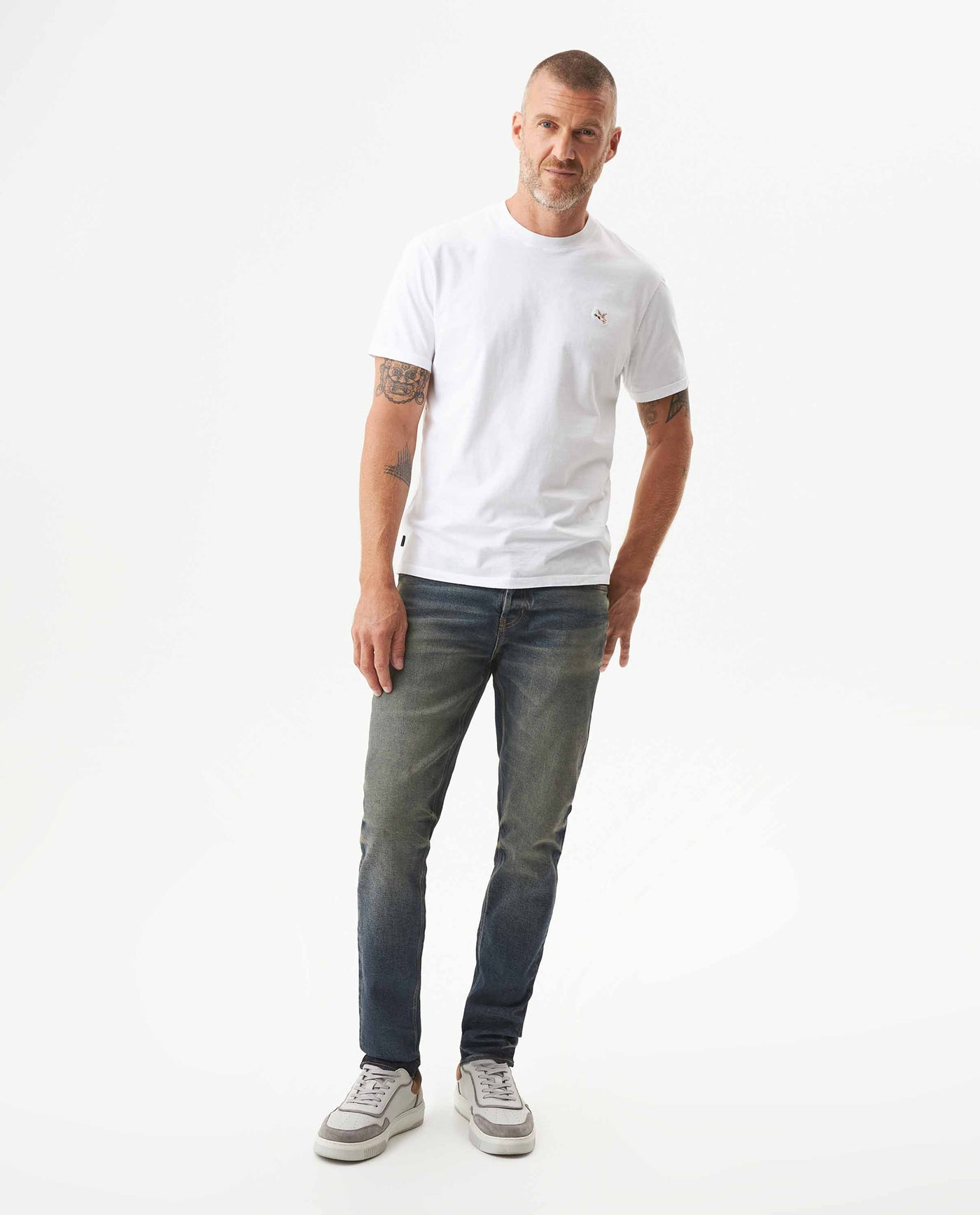 Men's Skinny Rider Dark Wash Jeans in Cotton-Polyester Blend, Sparkle 339G455 - 3