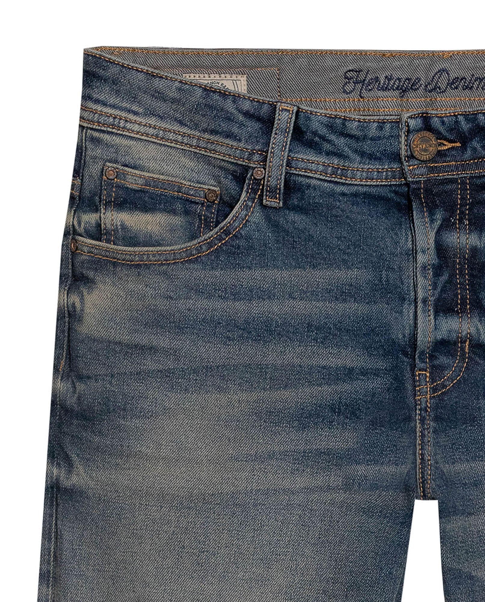 Men's Skinny Rider Dark Wash Jeans in Cotton-Polyester Blend, Sparkle 339G455 - 5
