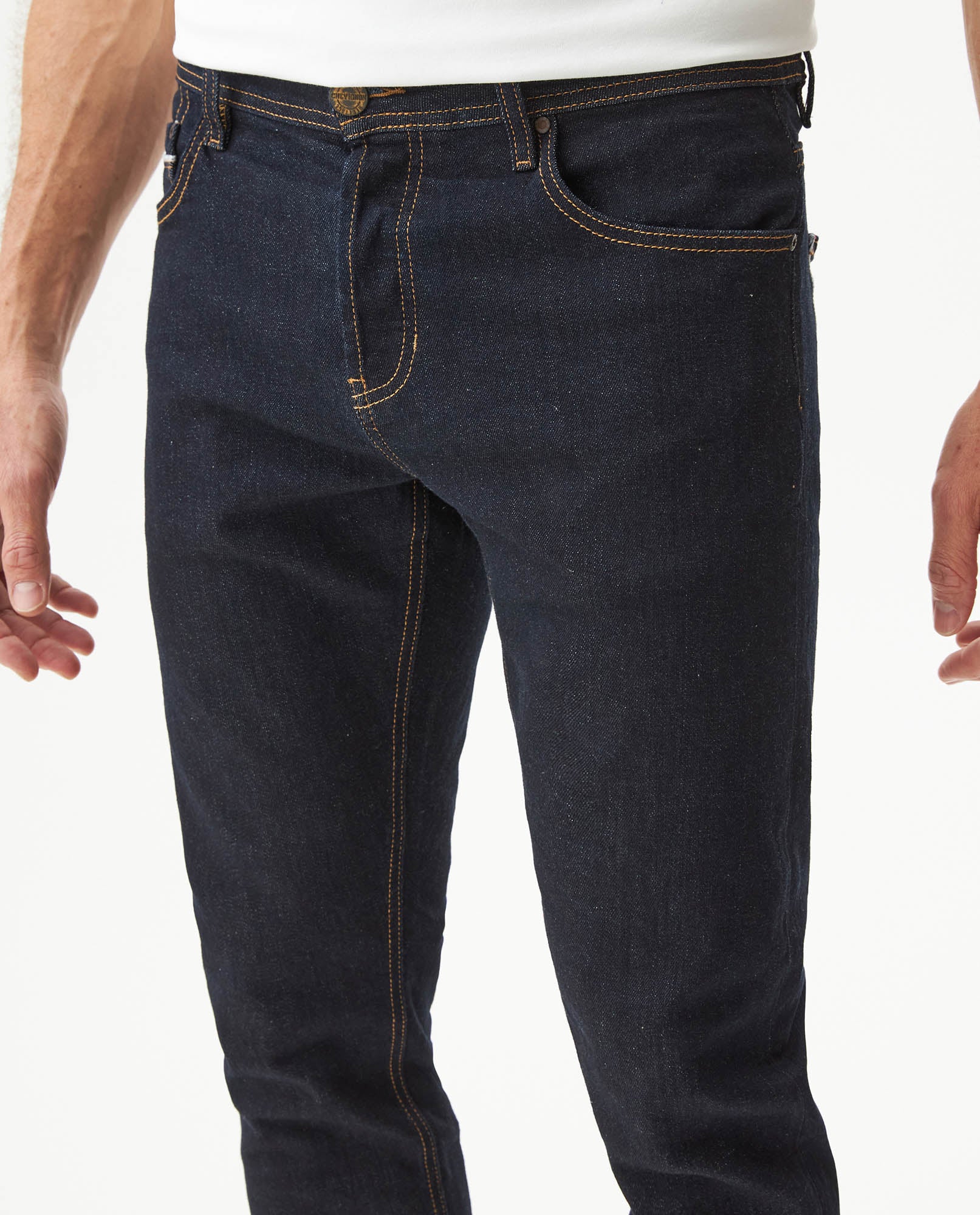 Men's Skinny Rider Ultra Dark Jeans in Cotton, Jetty 339G456 - 4