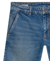 Mens Bermuda Shorts Regular Fit Mid Rise Medium Wash Organic Cotton Elastane Chino Details Piping Pockets - Blue 63_351H000_AZU184140_3