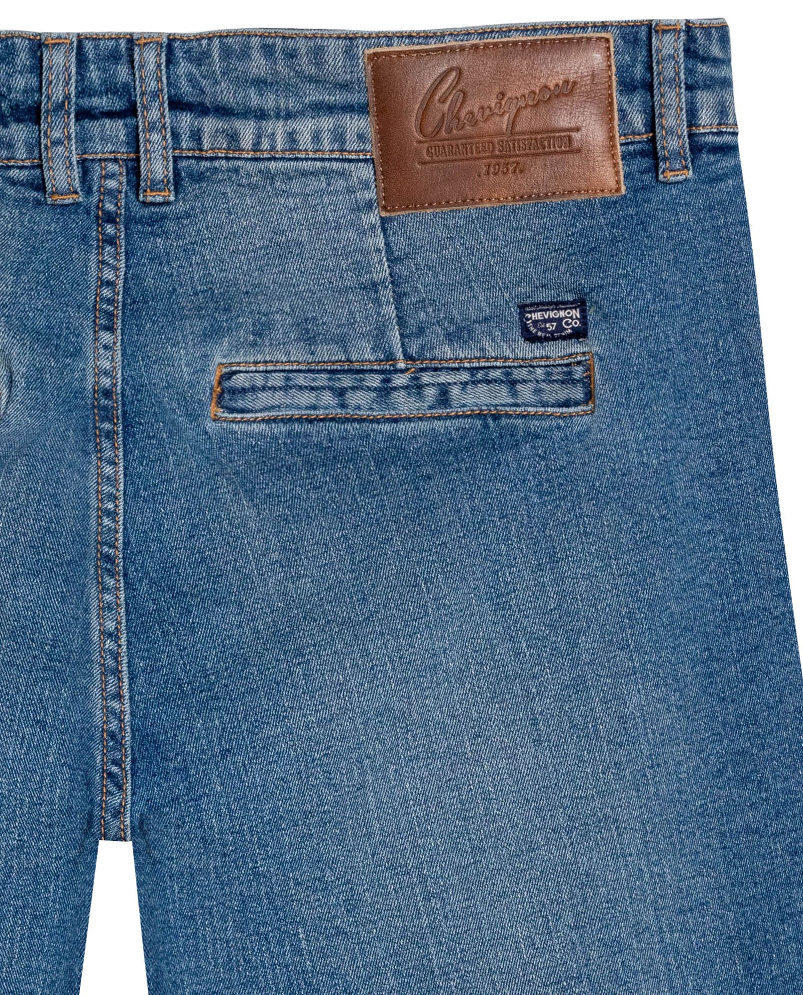 Mens Bermuda Shorts Regular Fit Mid Rise Medium Wash Organic Cotton Elastane Chino Details Piping Pockets - Blue 63_351H000_AZU184140_6