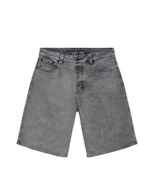 Mens Bermuda Shorts Mid Rise Gray Wash Maverick Mold Cotton Polyester Elastane Leather Waistband Badge - Gray 63_351H001_GRI145002_3